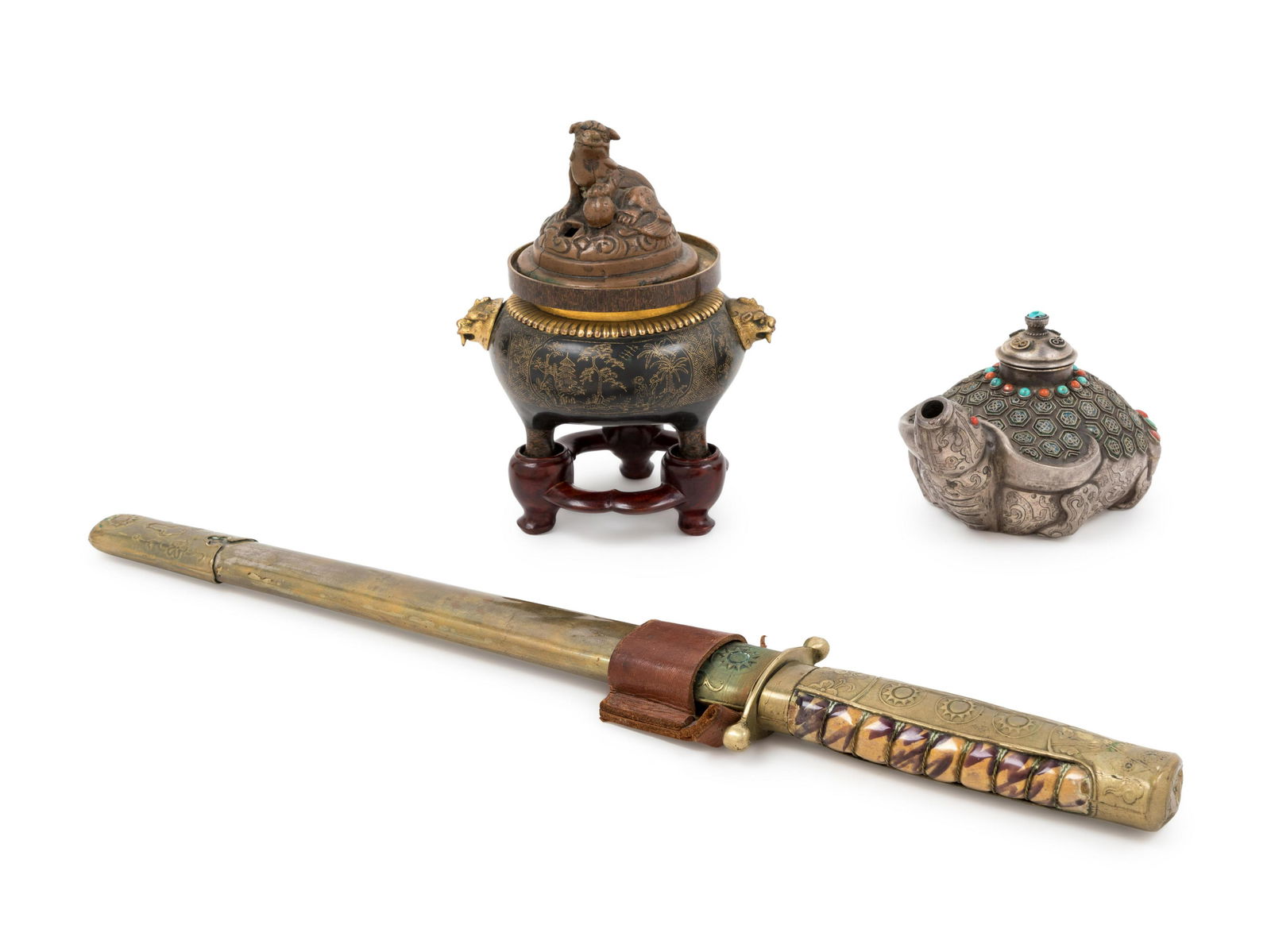 Three Chinese Metal Articles Length of sword 15 1/4 (1 of 1)