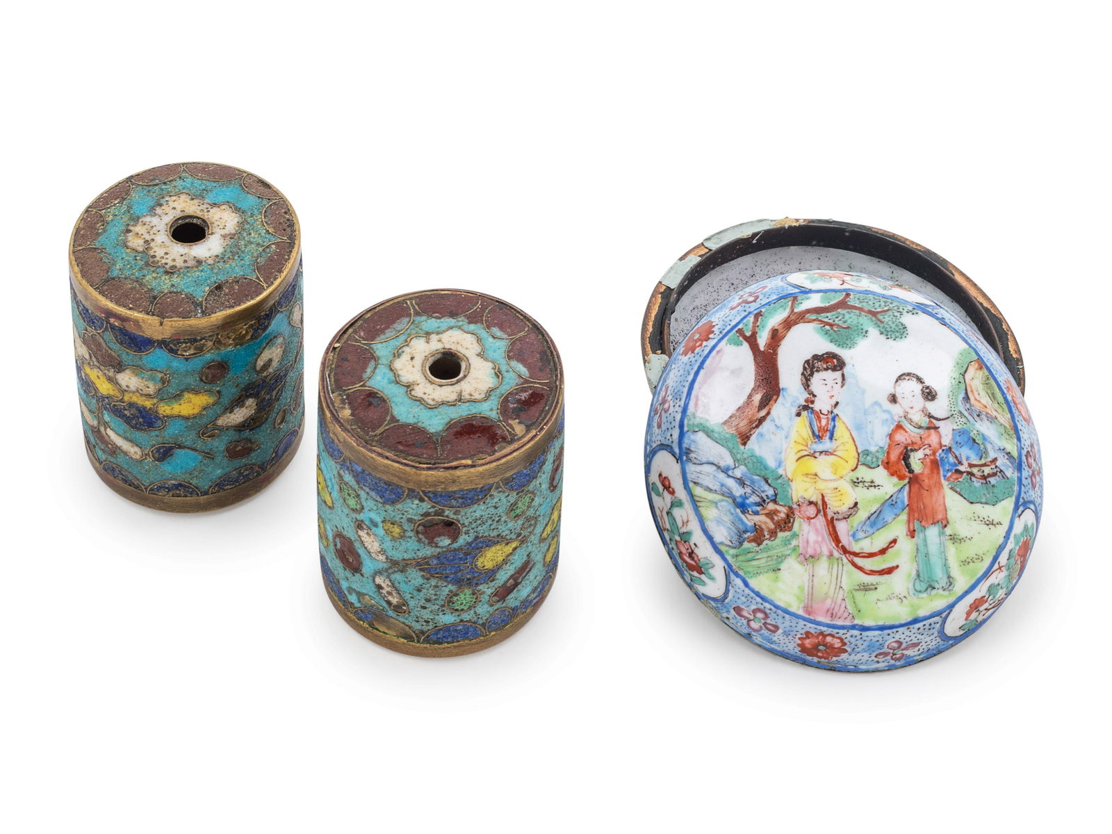 A Group of Chinese Enamel Articles Largest: diam 2 in., (1 of 1)
