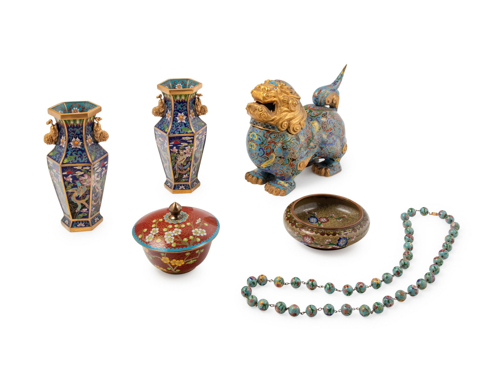 Six Chinese Cloissone Enamele Articles Height of (1 of 2)