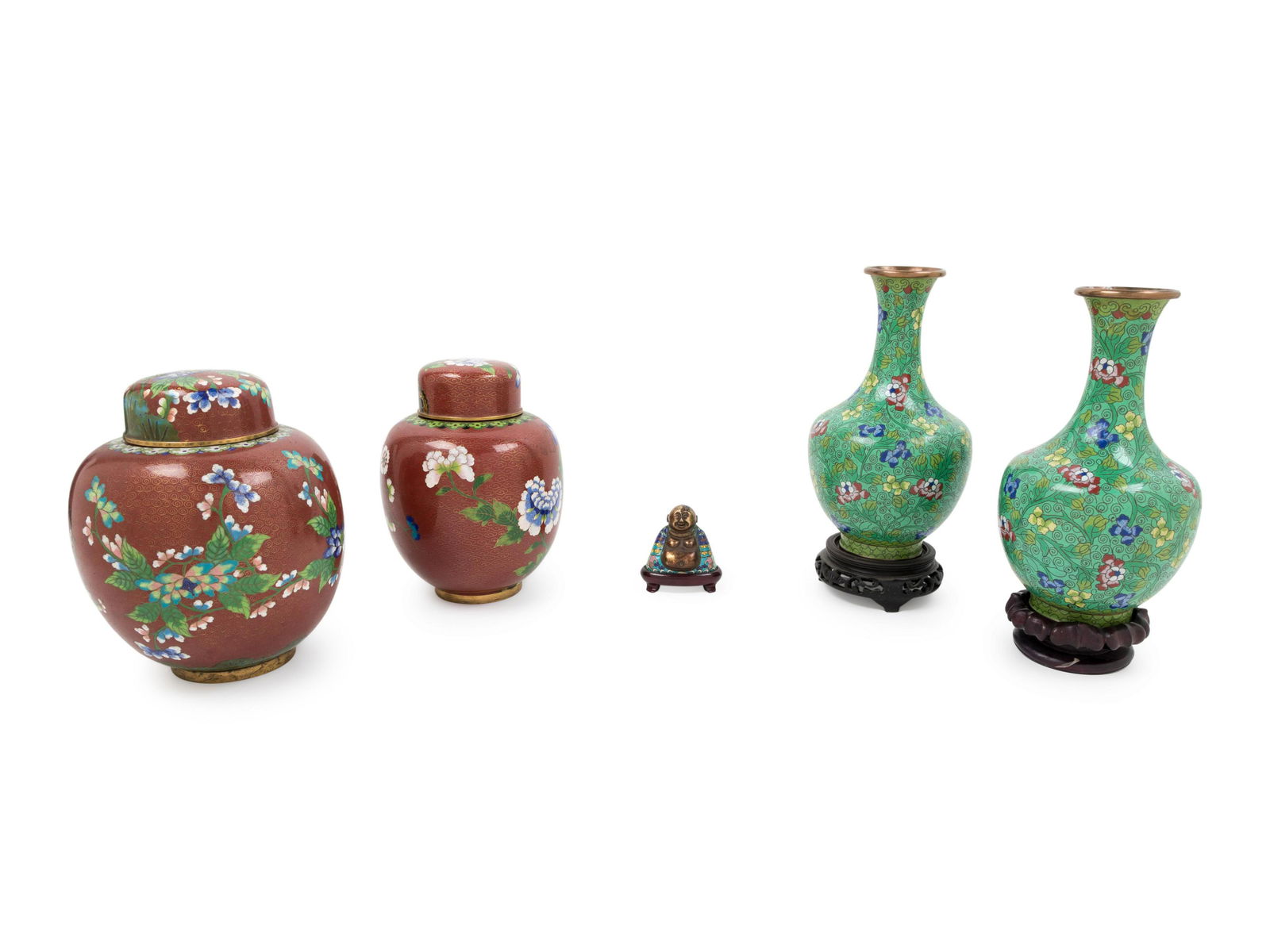 Five Chinese Cloisonne Enamel Articles Height of (1 of 1)