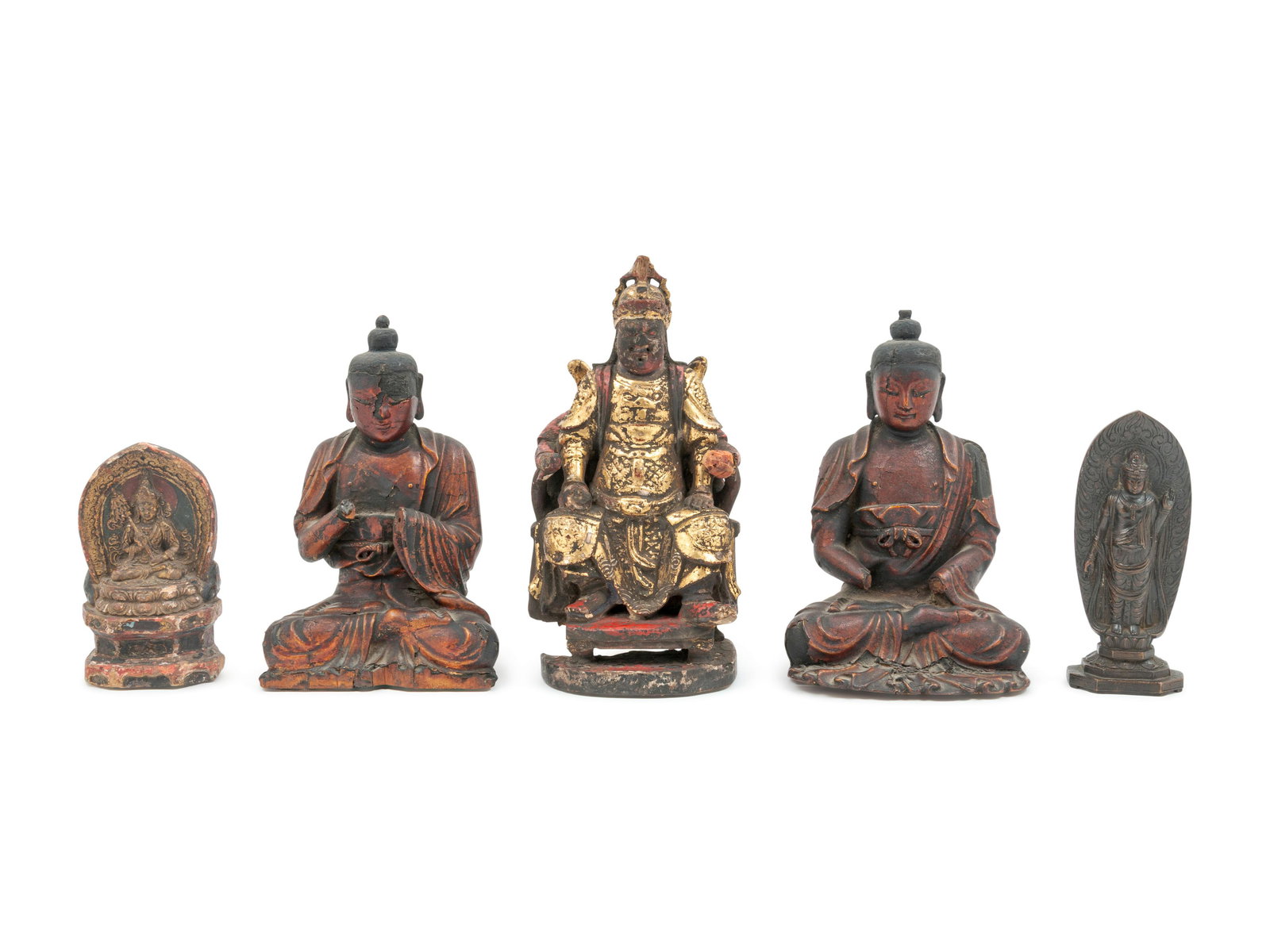 A Group of Five Carved Buddhas  Height of tallest 9 1/2 (1 of 3)