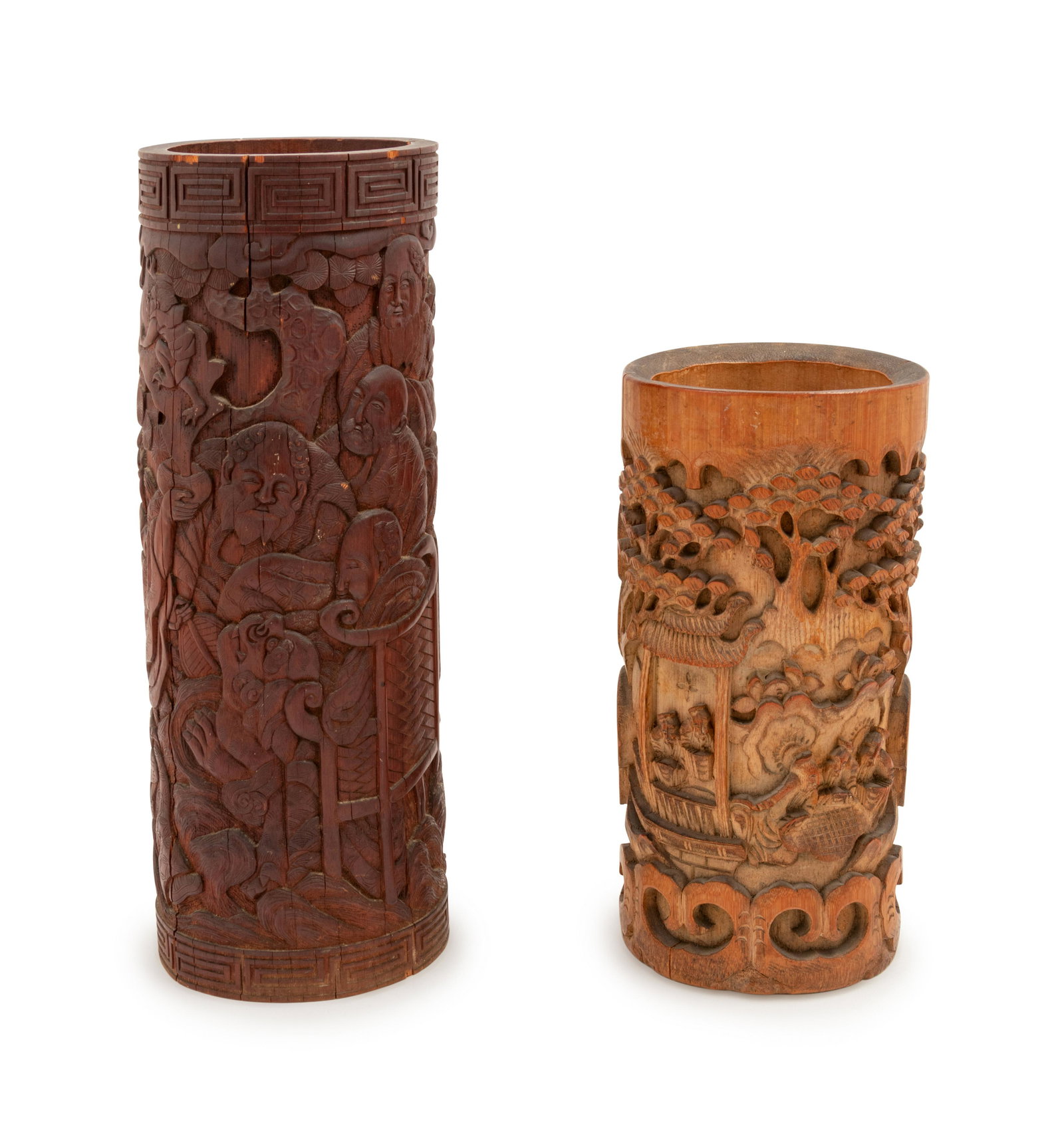 Two Large Chinese Bamboo Brush Pots, Bitong Height of (1 of 2)