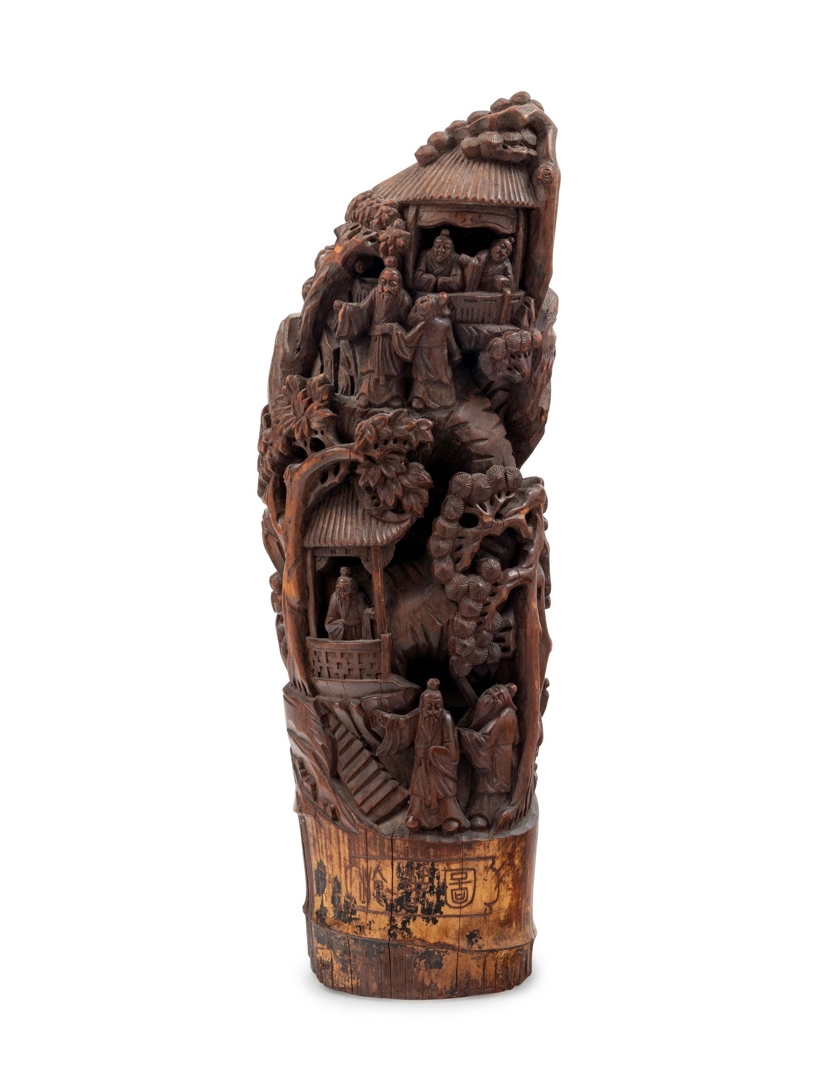 A Large Chinese Bamboo Root Carving Height 19 3/4 in., (1 of 2)