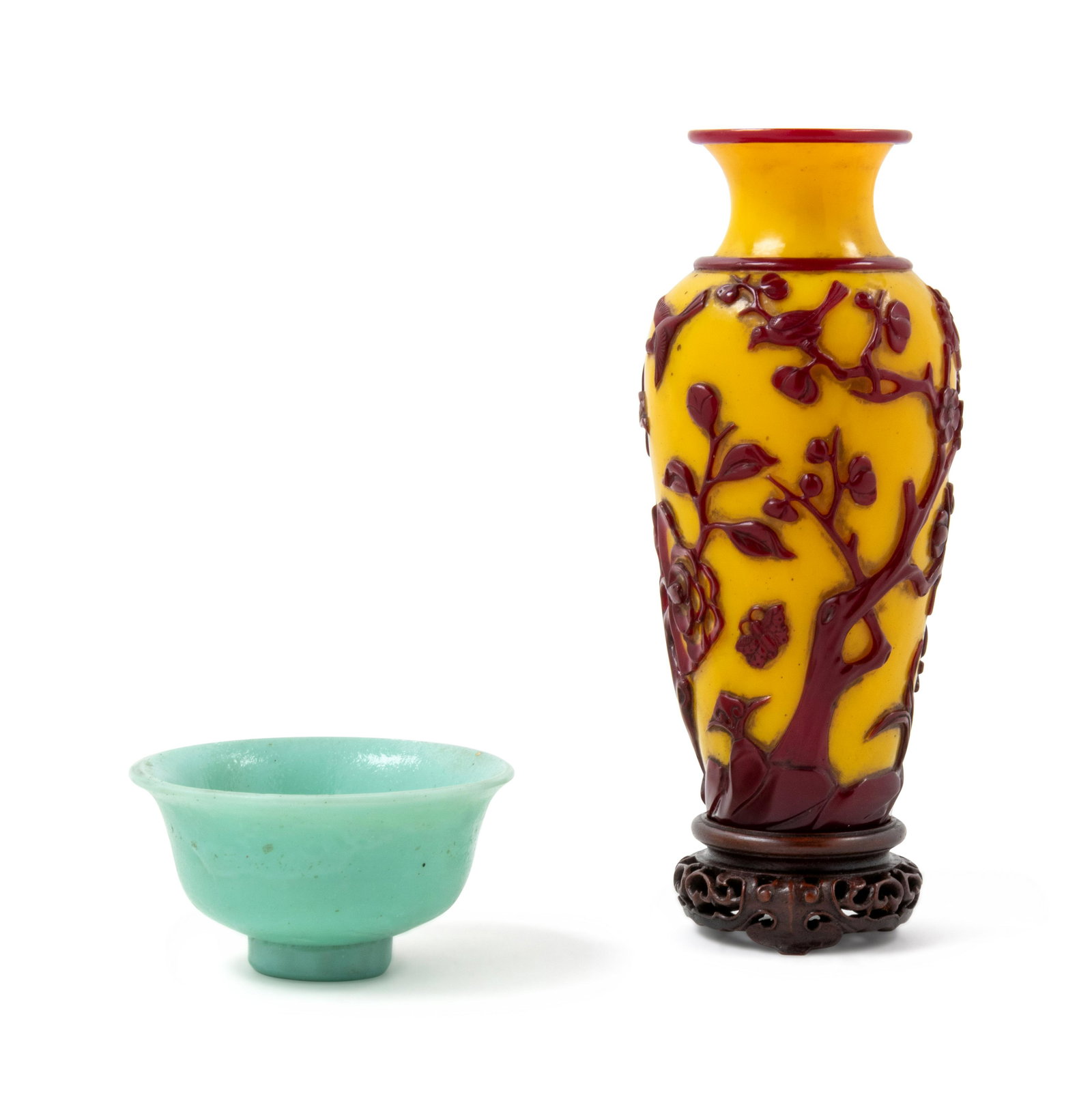 Two Chinese Peking Glass Articles Height of taller 8 (1 of 2)