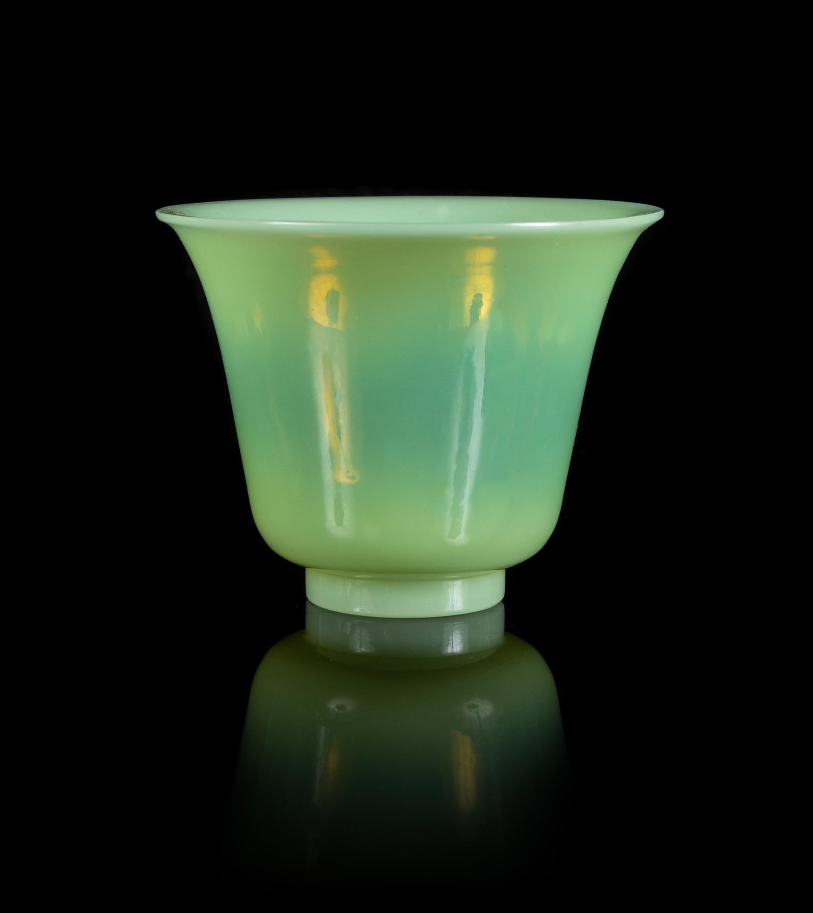 A Chinese Celadon Peking Glass Cup Height: 2 3/4 in., 7 (1 of 1)