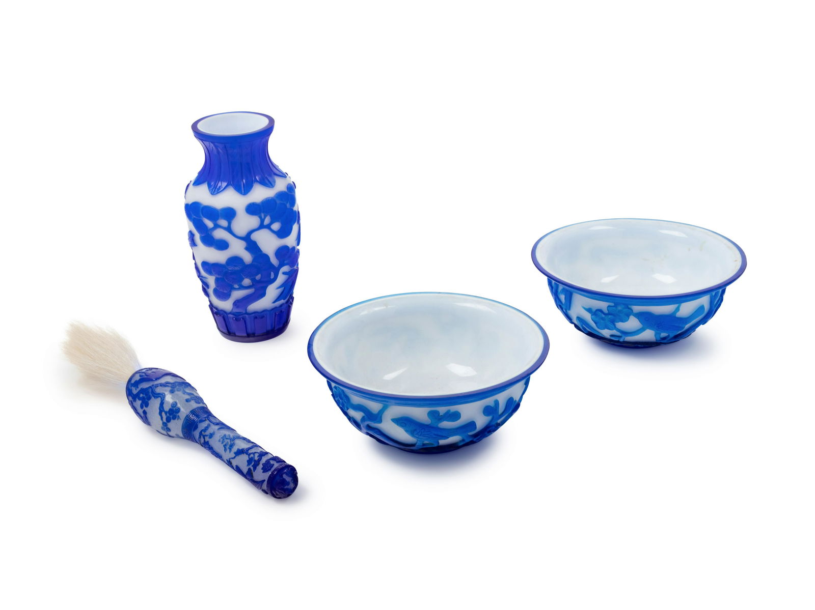 Four Chinese White and Sapphire-Blue Overlay Peking (1 of 1)
