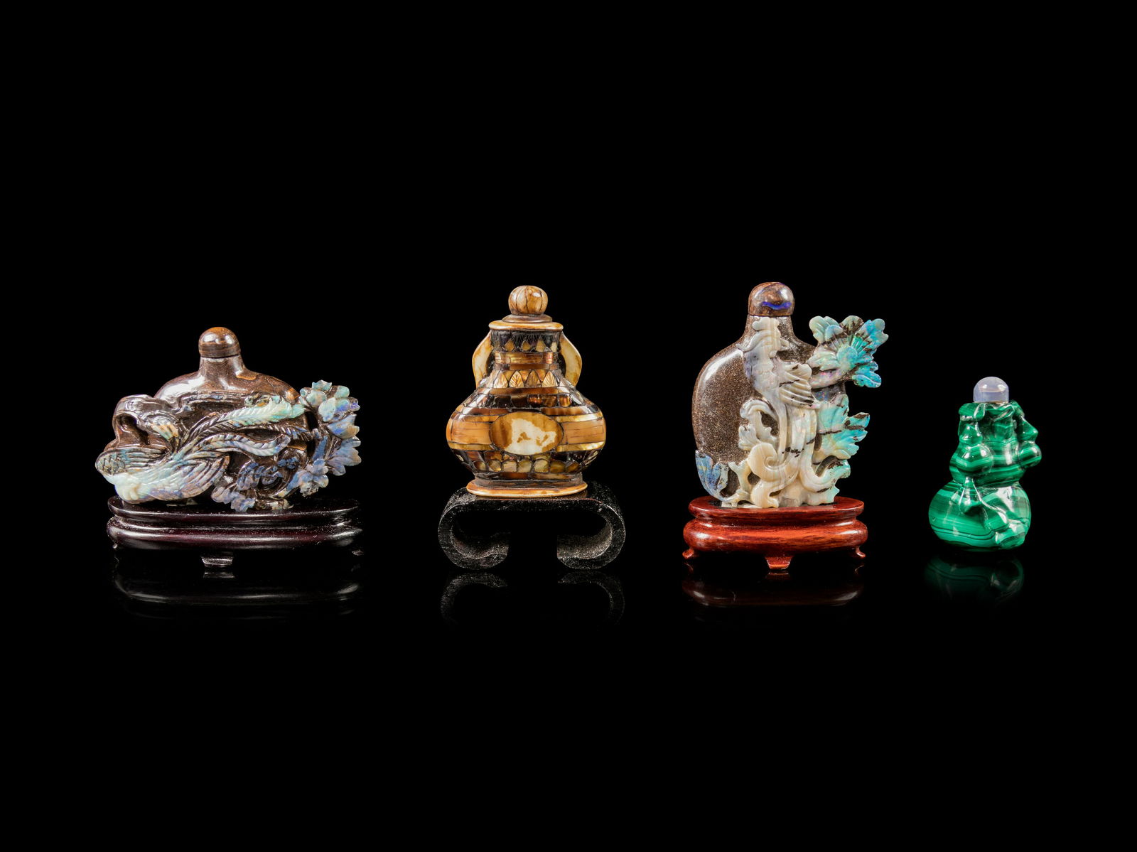 Four Chinese Hardstone Snuff Bottles  Height of tallest (1 of 2)