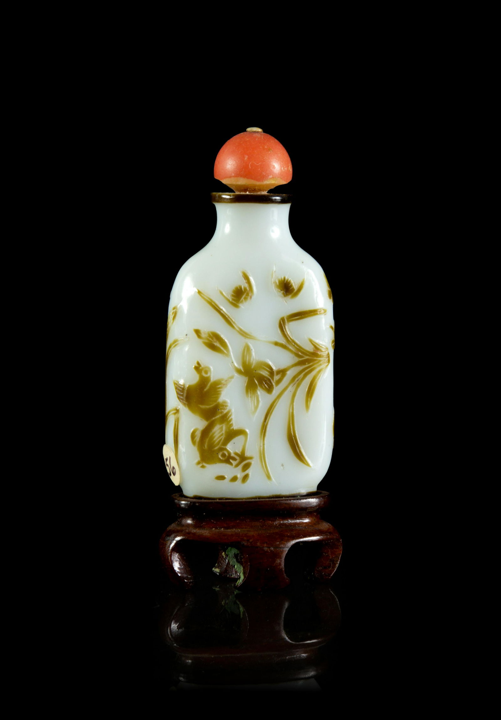 A Chinese Yellowish-Brown Overlay White Peking Glass (1 of 1)