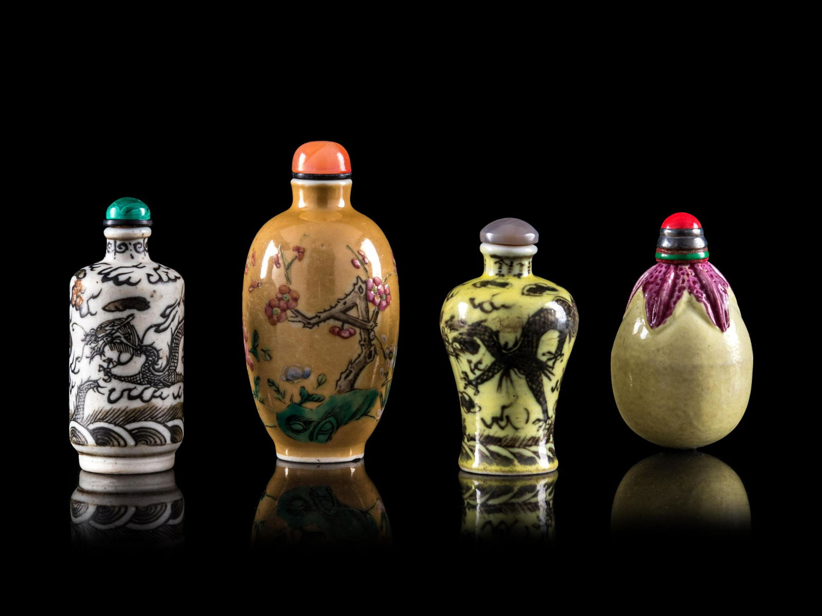 Four Chinese Porcelain Snuff Bottles Height of largest (1 of 1)