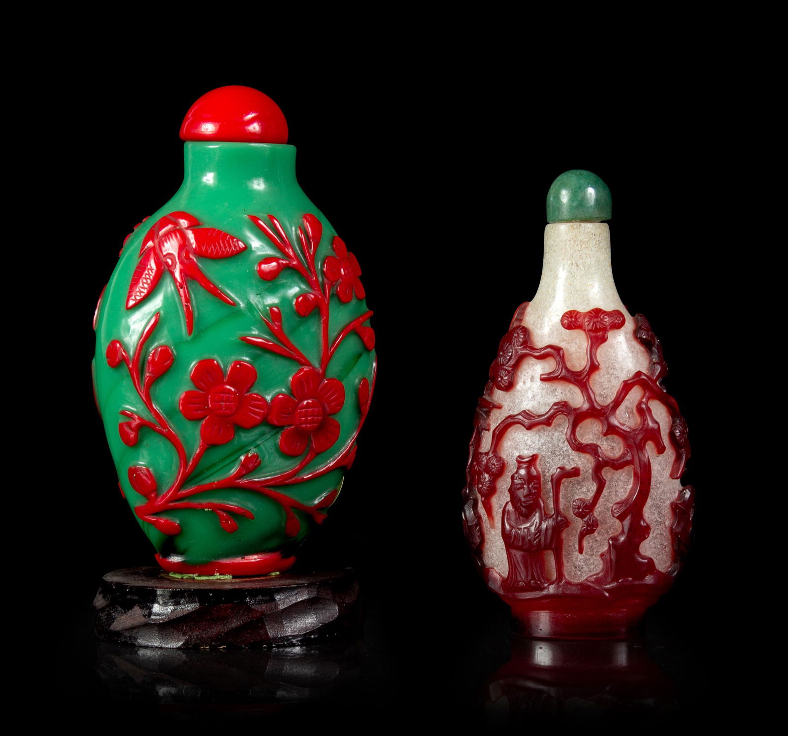 Two Chinese Red Overlay Glass Snuff Bottles Larger: 3 (1 of 1)