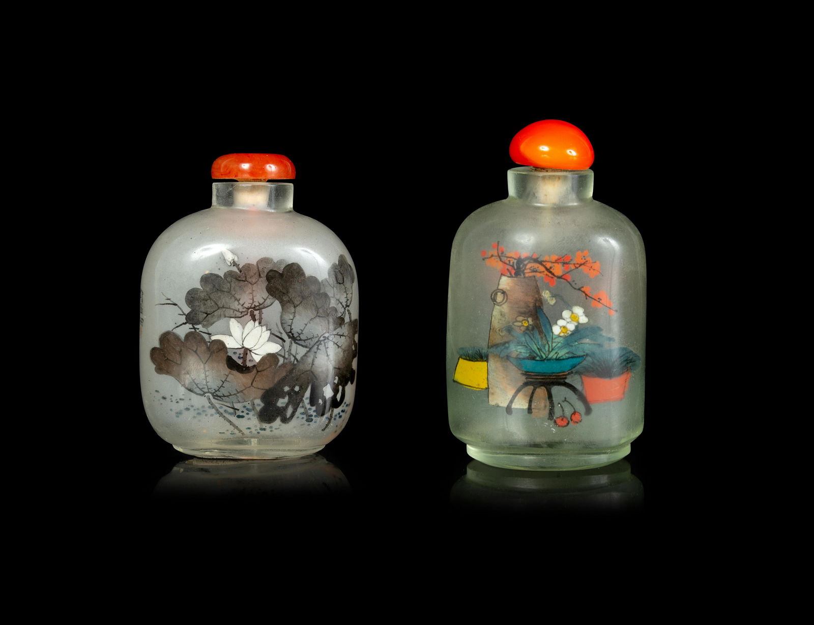 Two Chinese Inside Painted Glass Snuff Bottle Larger: (1 of 3)