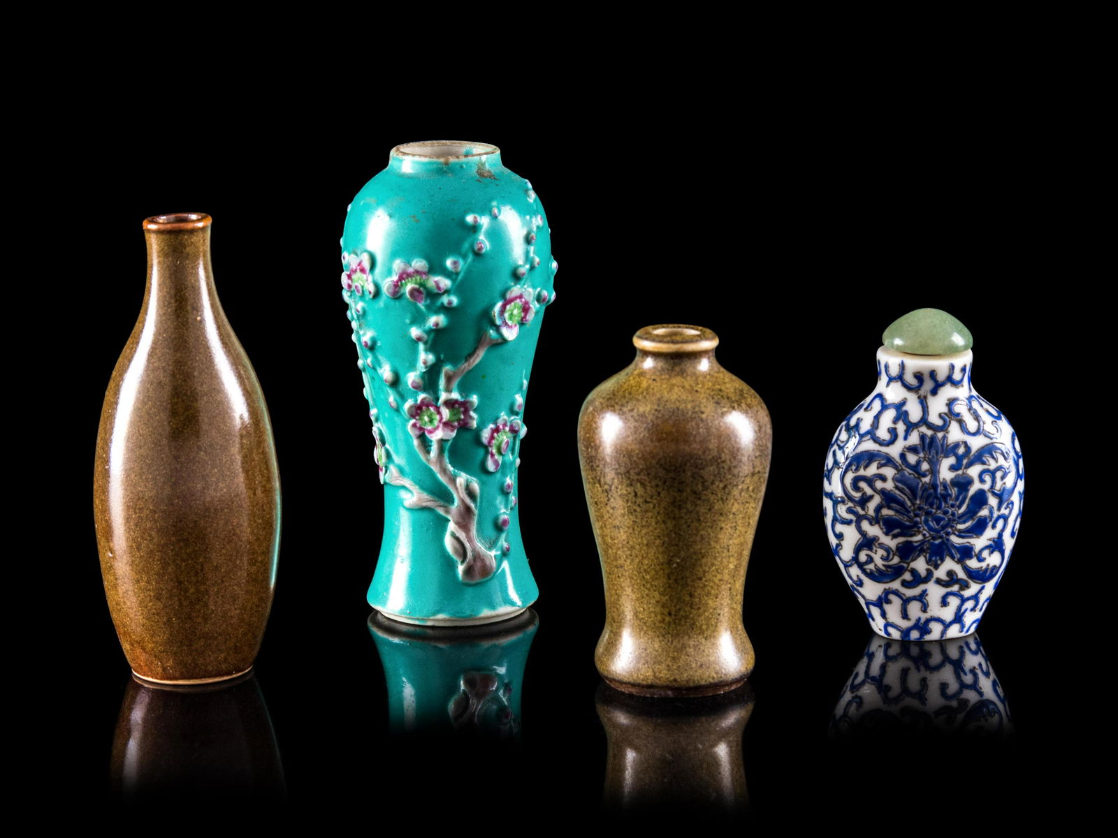 Four Chinese Porcelain Bottles Height of largest 3 1/2 (1 of 1)