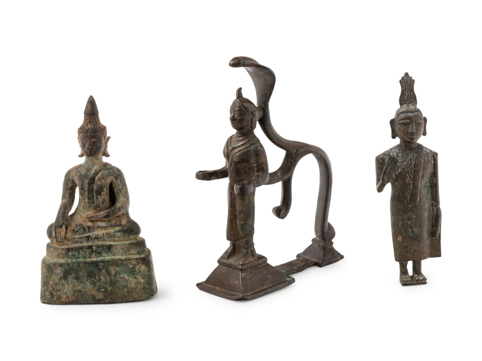 Three Southeast Asian Bronze Figures of Buddha Height (1 of 2)