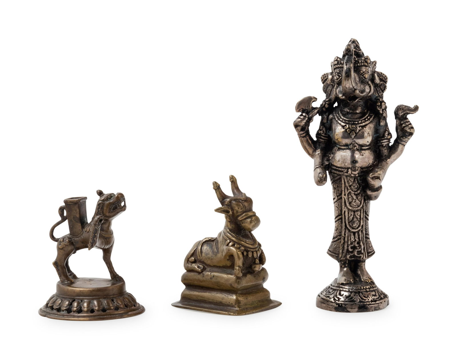 Three Indian Bronze Figures Height of largest 7 1/2 (1 of 2)