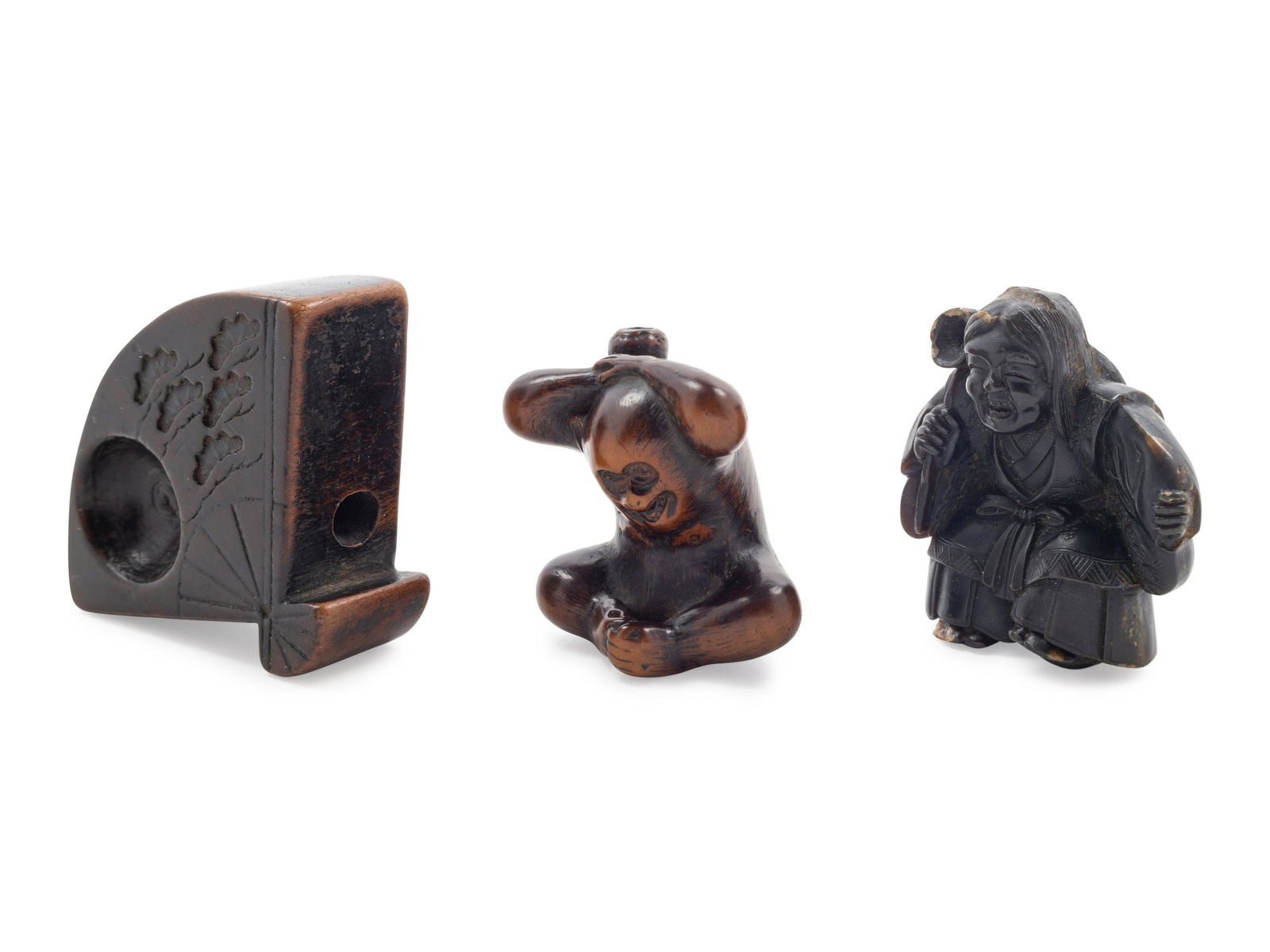 Three Japanese Netsuke Largest: length 2 1/4 in., 6 cm. (1 of 1)