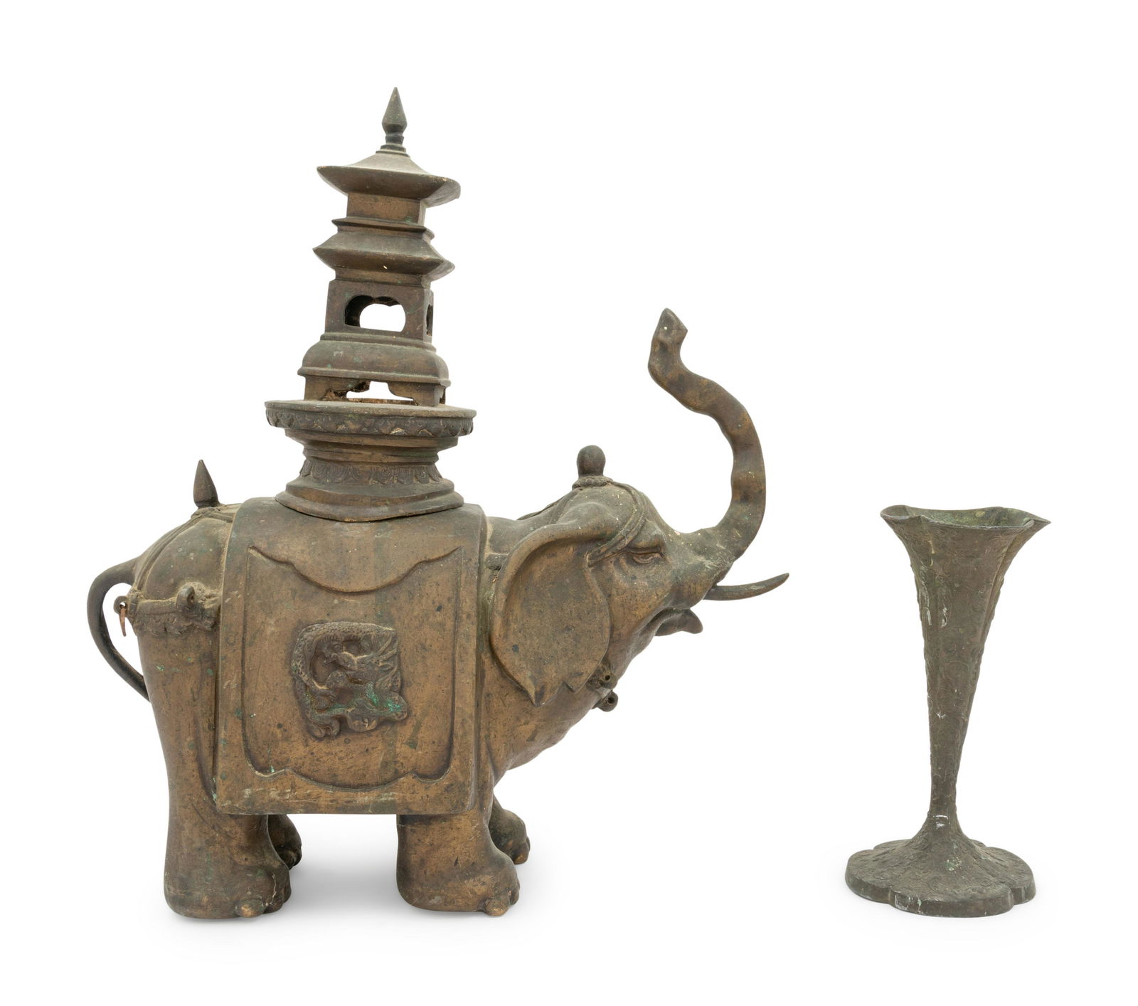 Two Japanese Bronze Articles Height of taller 15 3/4 (1 of 3)