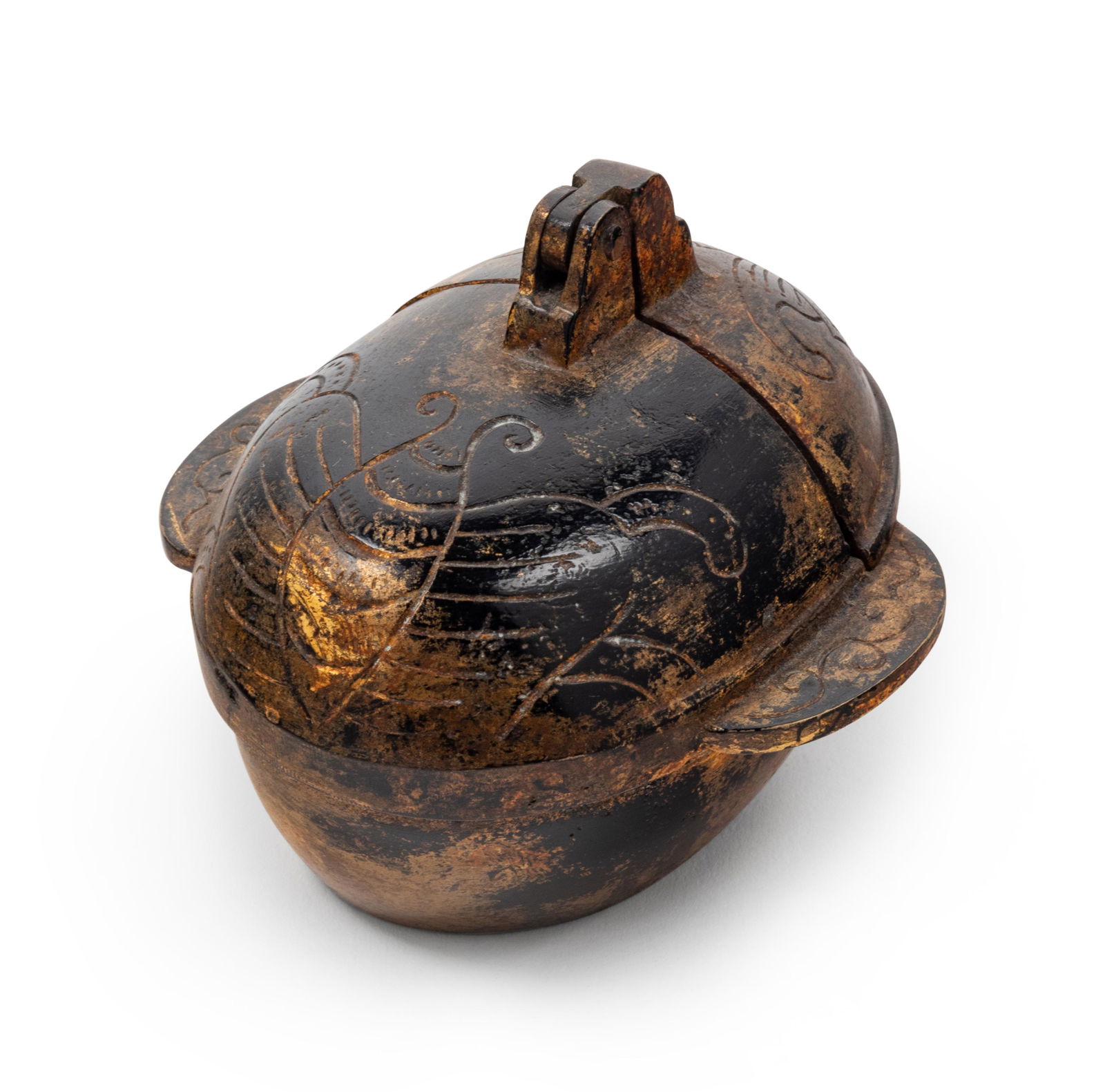 A Japanese Gilt Bronze Candle Holder Height 3 1/2 in., (1 of 3)