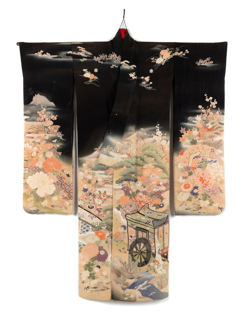 A Japanese Kuro Tomesode Kimono*** (1 of 3)