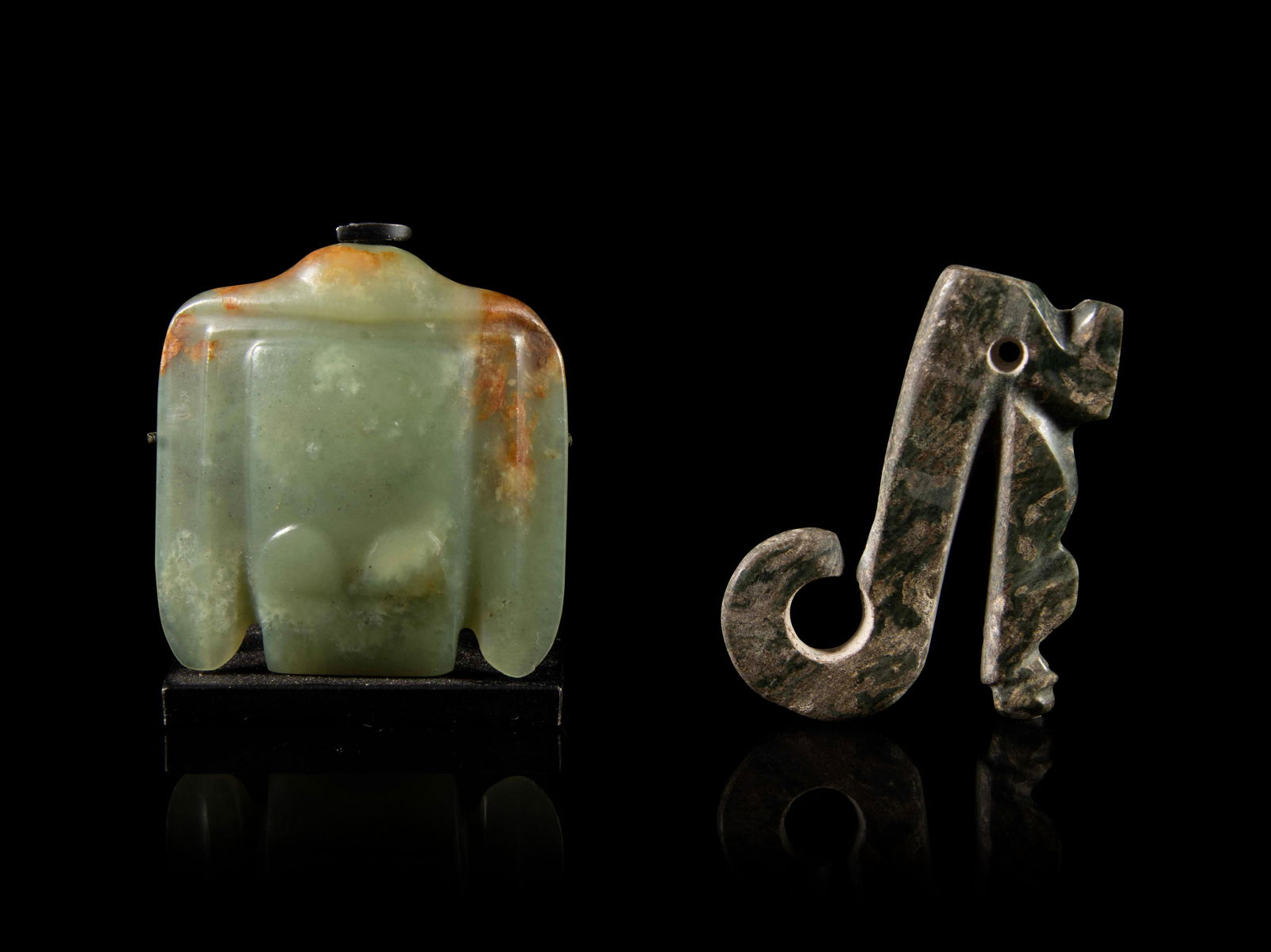Pre-Columbian Style Jade Articles Length of larger 2 (1 of 2)