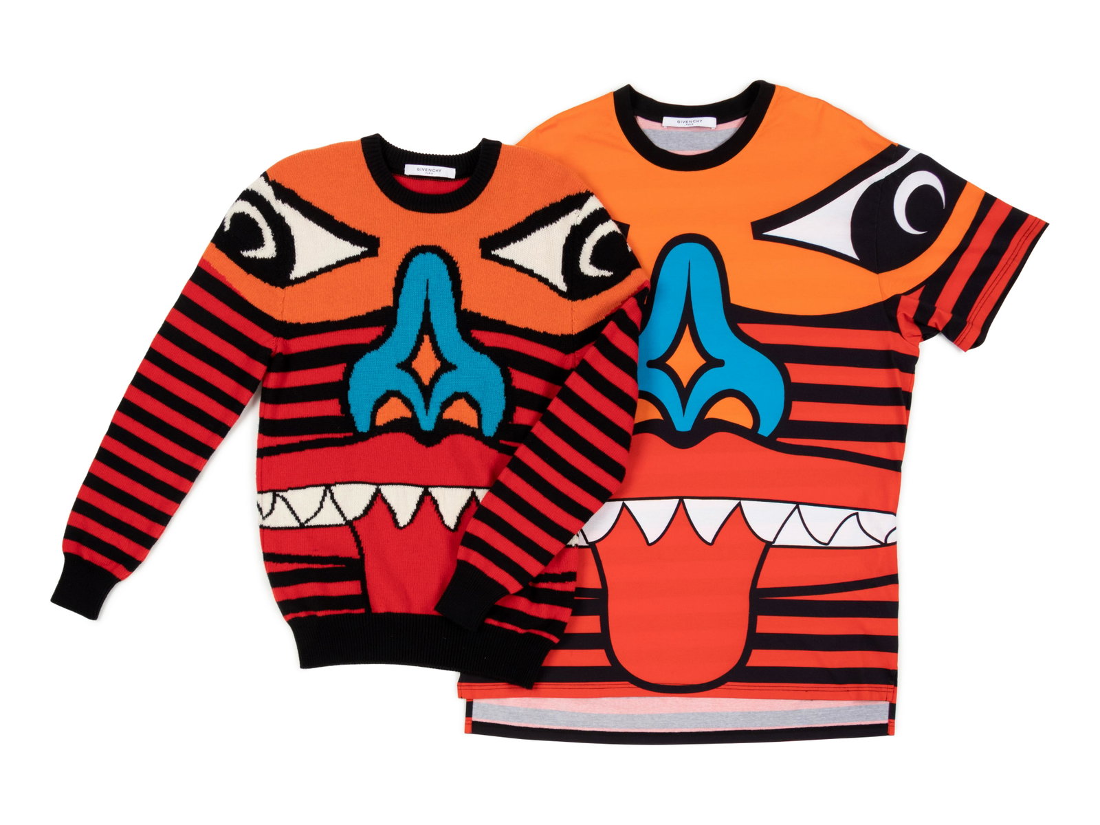 Two Givenchy Runaway Totem Pieces; One Sweater and One: Two Givenchy Runaway Totem Pieces; One Sweater and One T-Shirt, Fall 2017 BNY 40, 56 Givenchy Fall 2017 Collection by Italian Fashion Designer Riccardo Tisci. This lot includes two designer items; one
