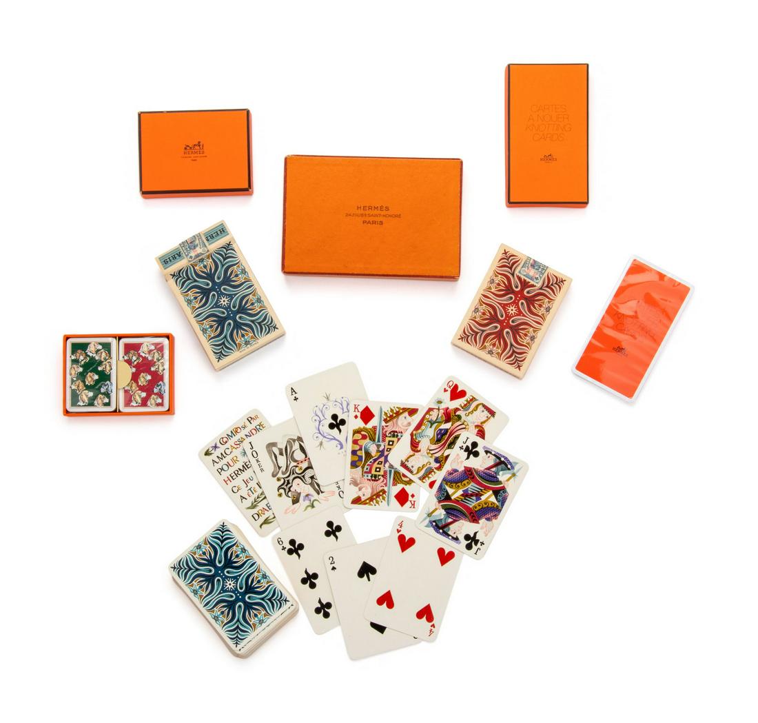 Three Boxes of Hermes Cards - One Vintage : Three Boxes of Hermes Cards - One Vintage This lot includes three boxes of Hermes cards THE FIRST Hermes double-deck of playing cards, designed by Draeger - Freres. In original box. One of