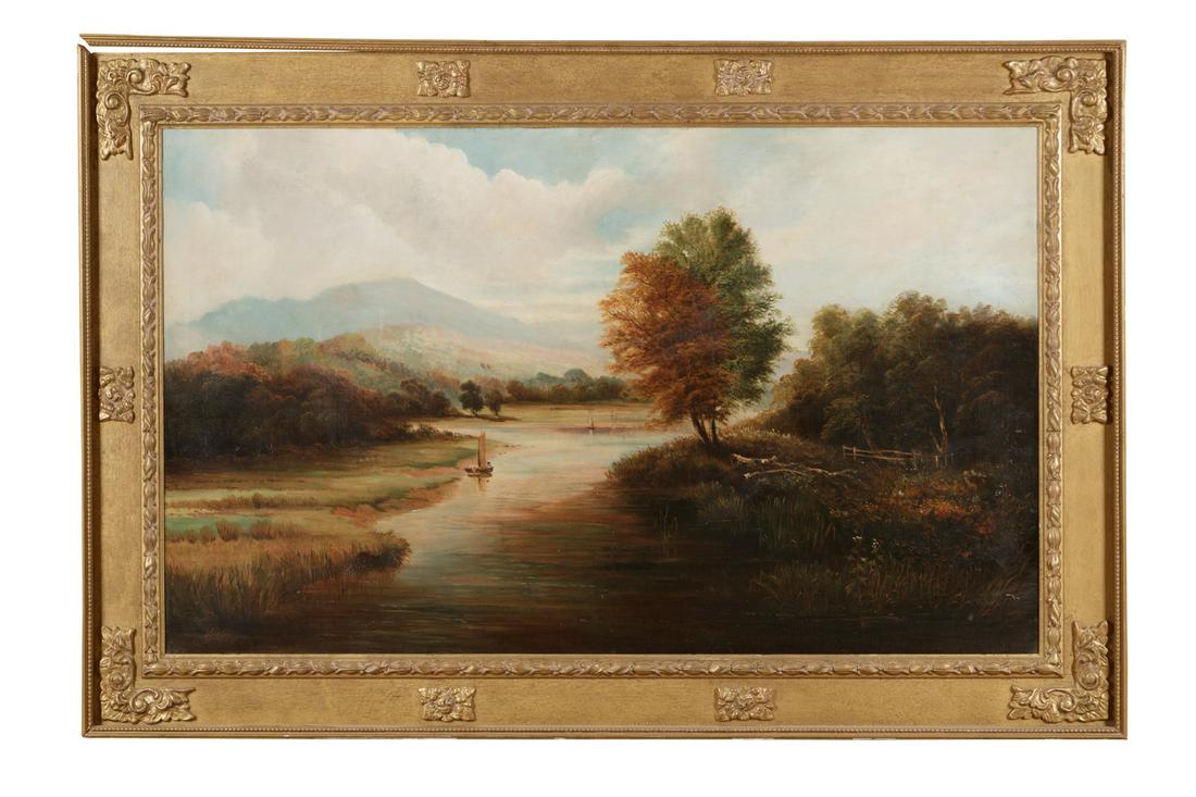 Continental School: Continental School 19th Century Landscape oil on canvas Property from a Midwest Collector