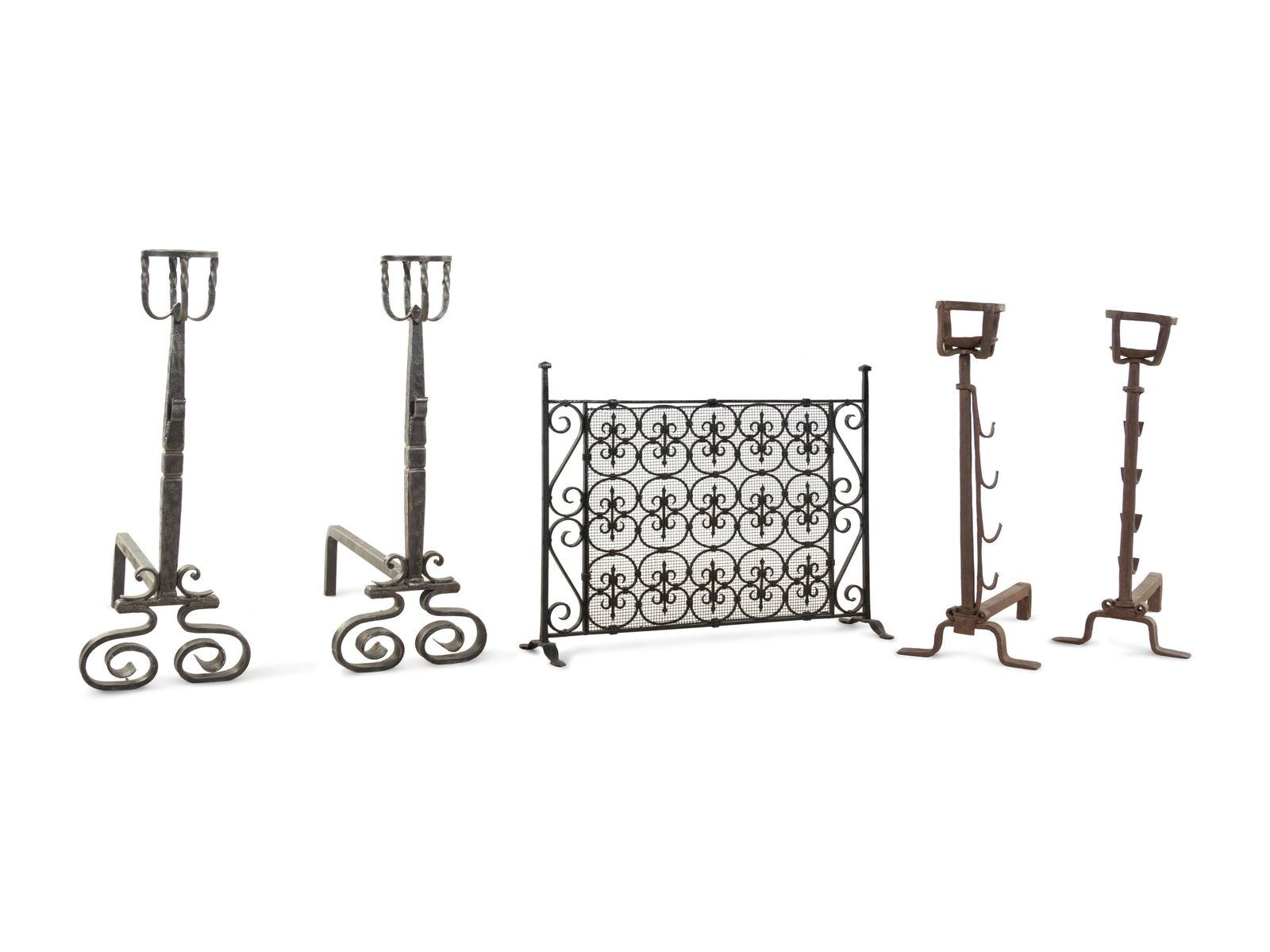 Two Pairs of Metal Fireplace Andirons (1 of 1)