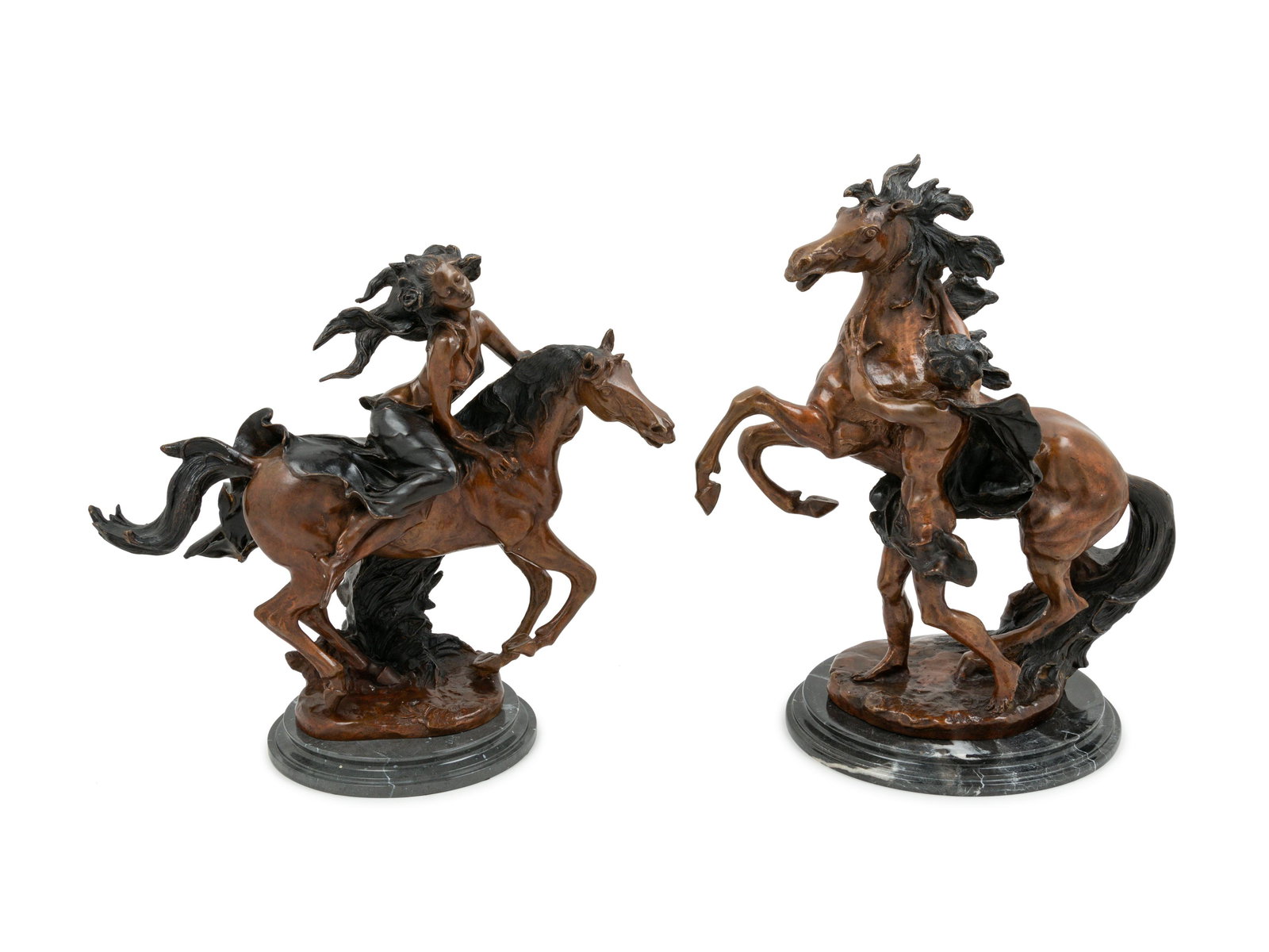A Pair of Patinated Bronze Figural Groups (1 of 2)