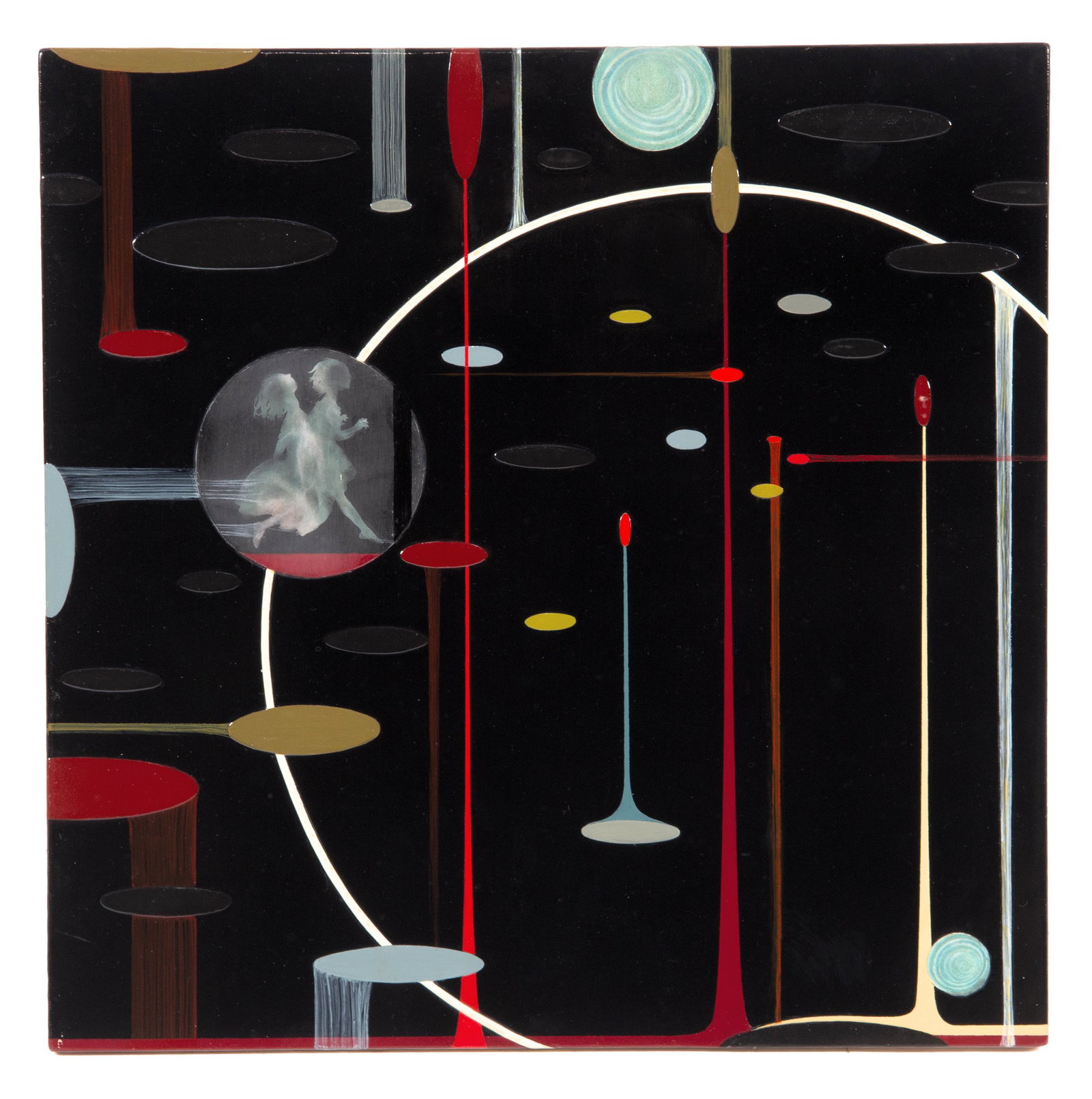 Linda Mieko Allen (American/Japanese, 20th/21st: Linda Mieko Allen (American/Japanese, 20th/21st century) Fraction II (Out of Body), 2004 mixed media on panel signed, titled and dated (verso) 18 x 18 inches. Nancy Hoffman Gallery, New York