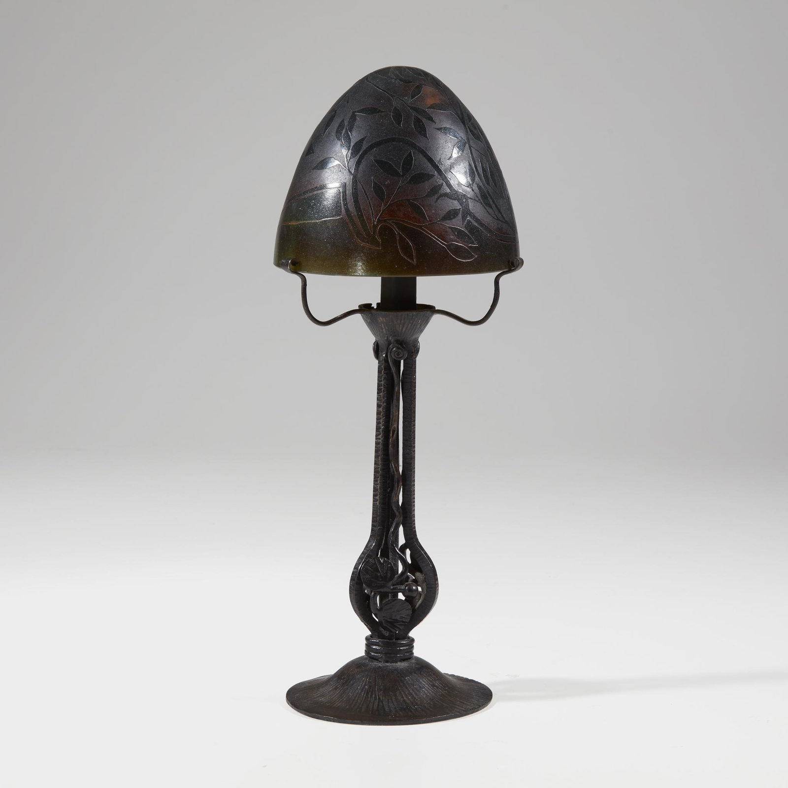 Art Deco, Glass and wrought iron table lamp, early 20th (1 of 1)