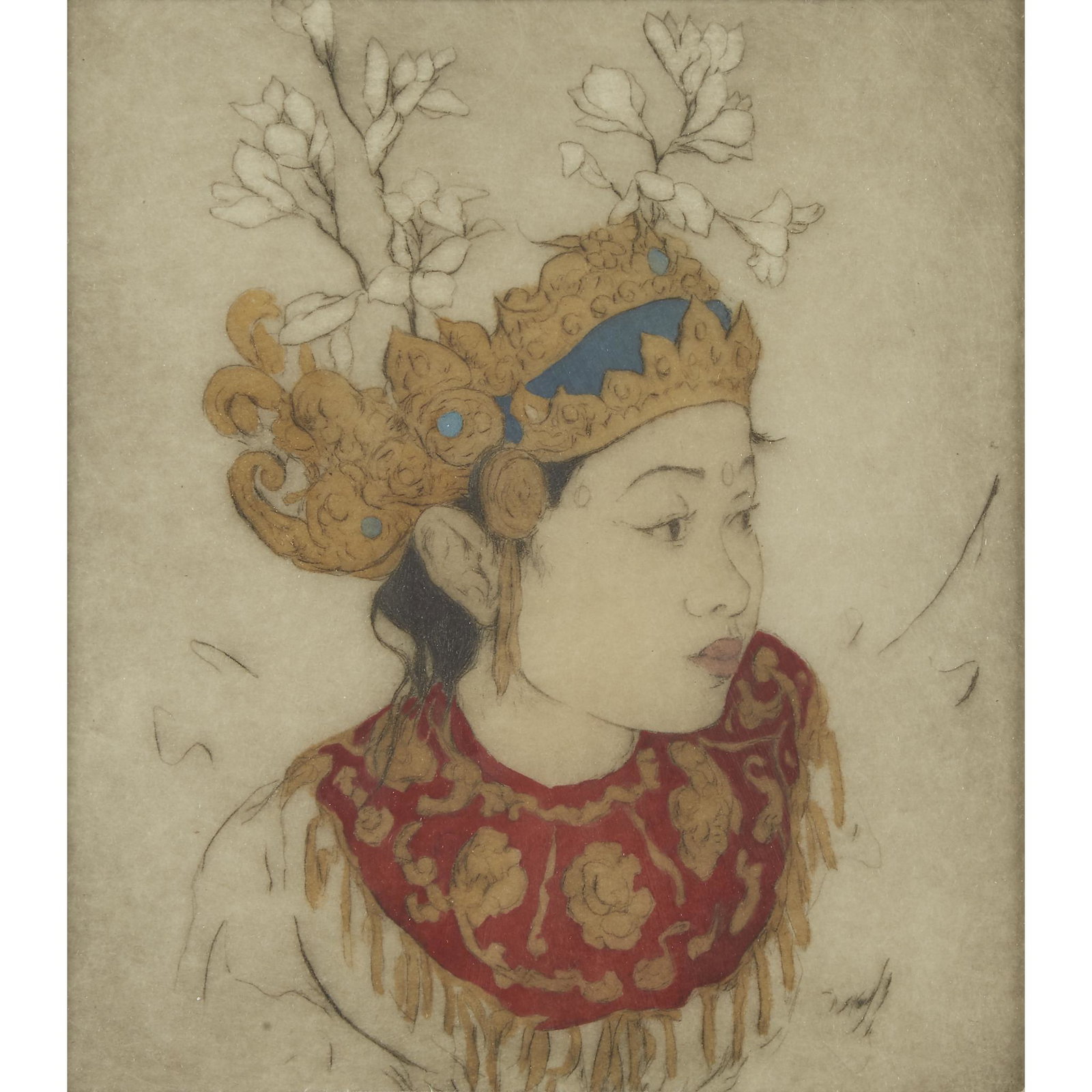 Elise Ashe Lord, BALINESE GIRL WITH MAGNOLIAS (1 of 2)