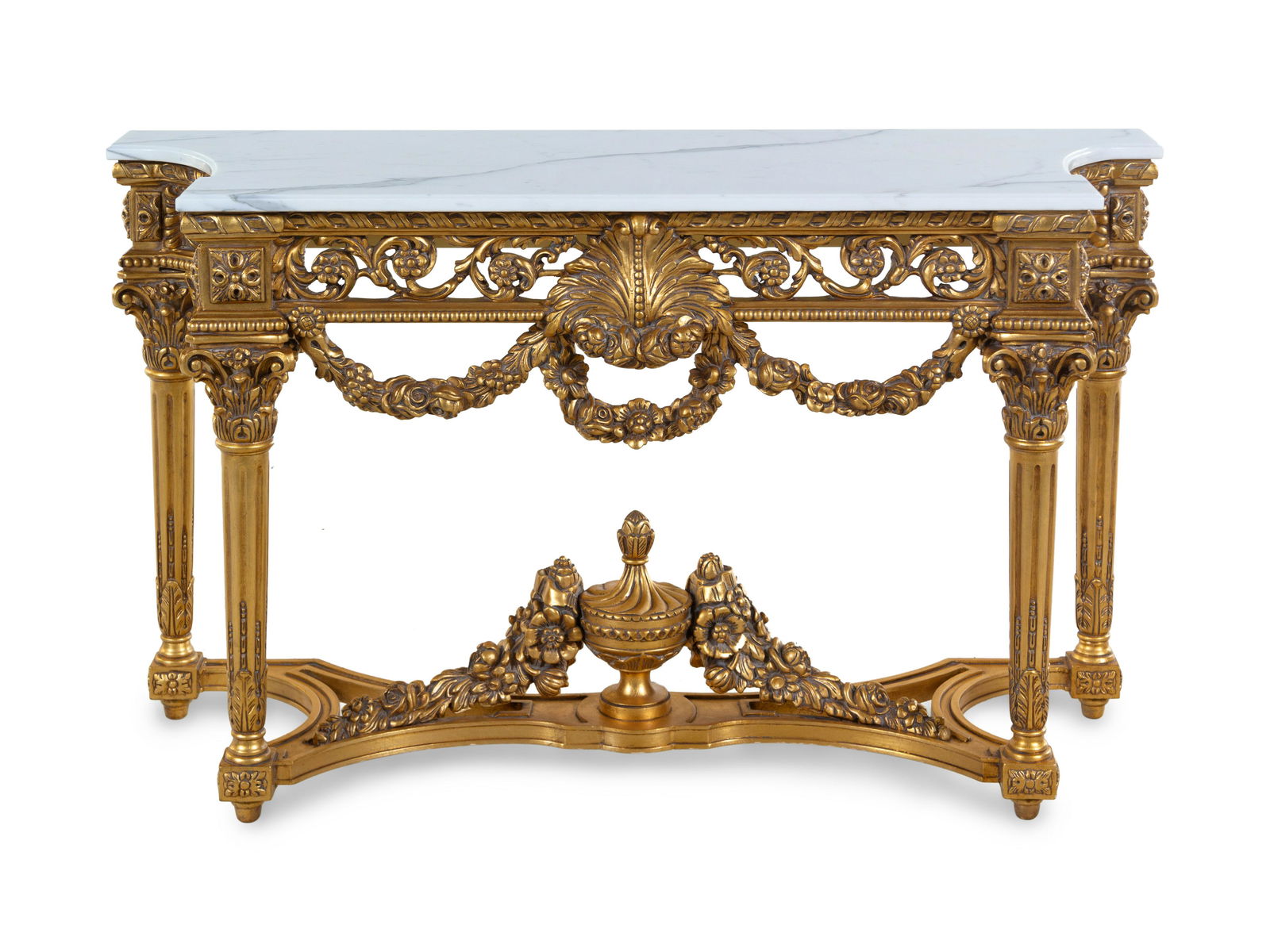 A Louis XVI Style Giltwood Marble-Top Console Table (1 of 4)