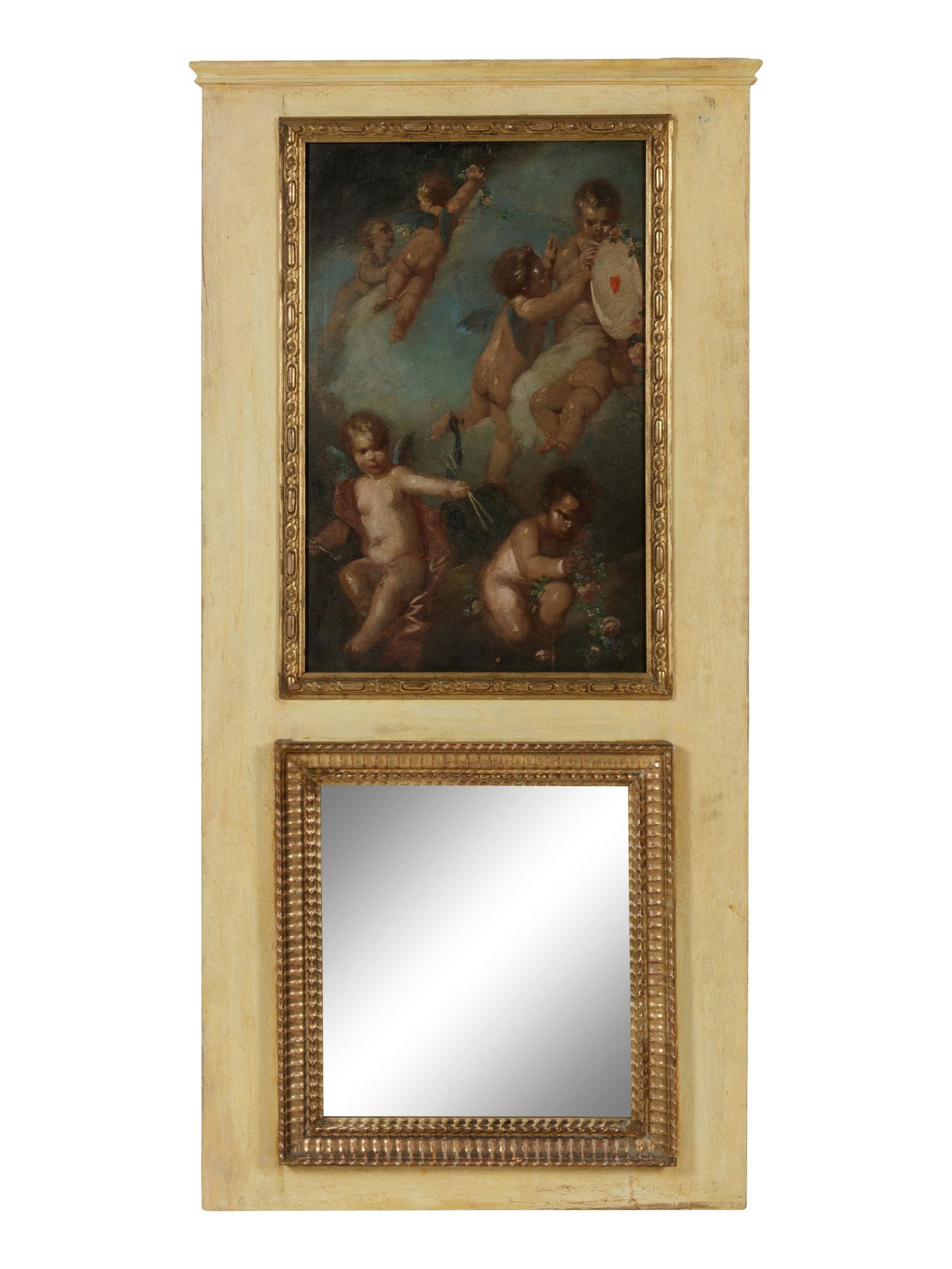 A Louis XVI Style Painted and Parcel Gilt Trumeau (1 of 2)