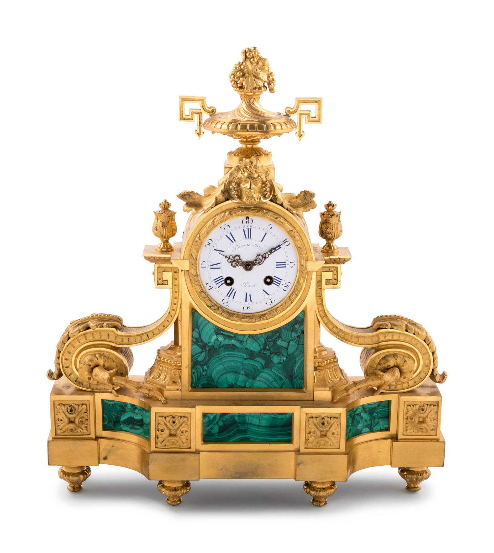 A Louis XVI Style Malachite and Gilt Bronze Mantel (1 of 3)