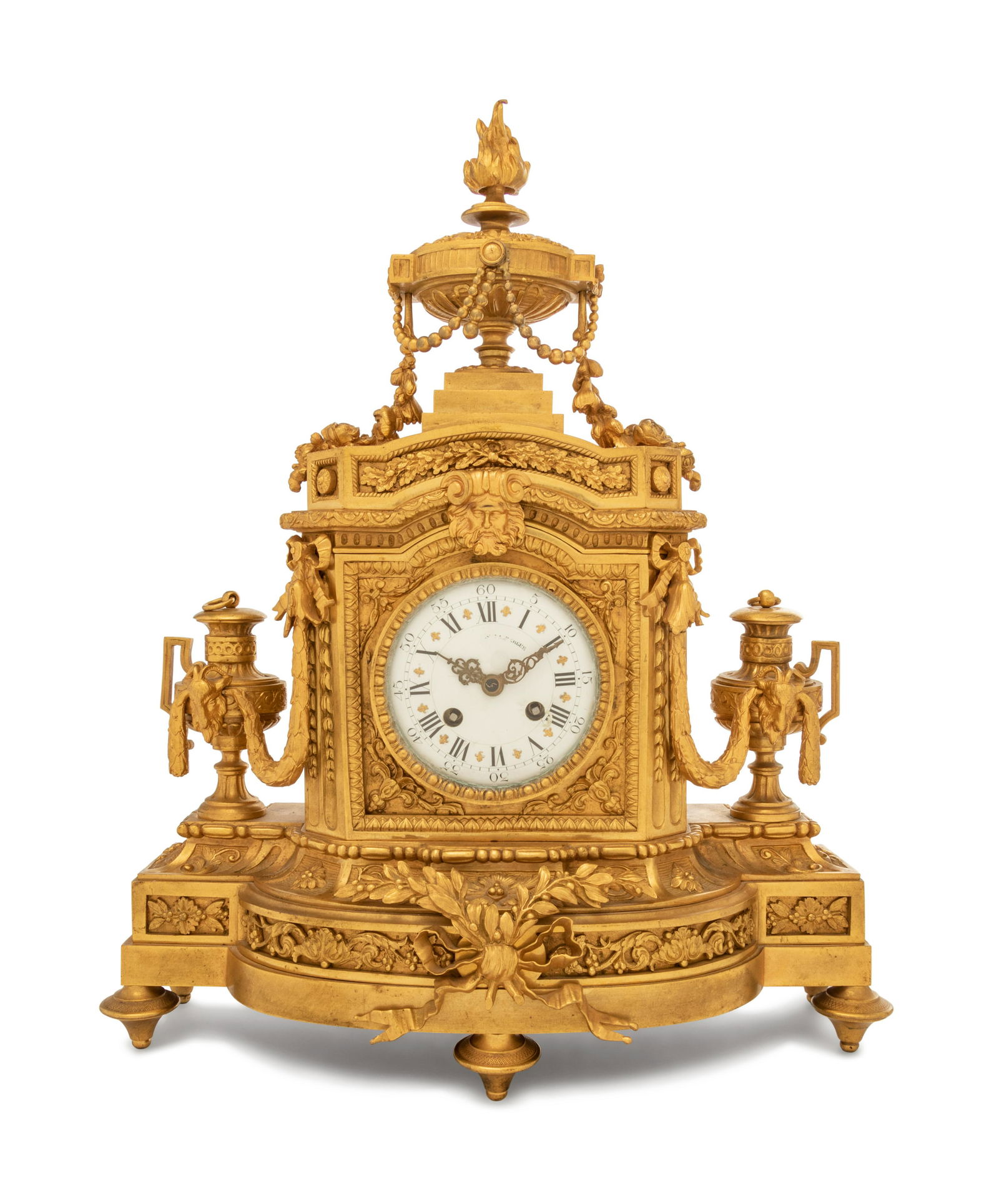 A Louis XVI Style Gilt Bronze Mantel Clock (1 of 5)