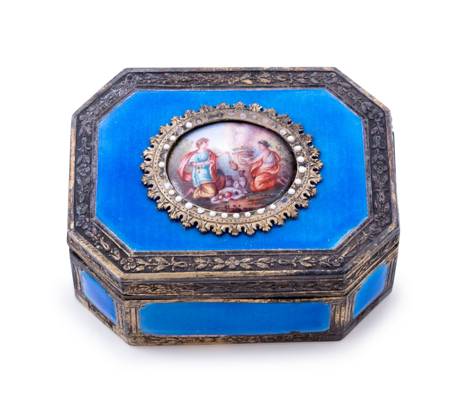 A French Engine-Turned Enamel and Silver-Gilt Box (1 of 2)