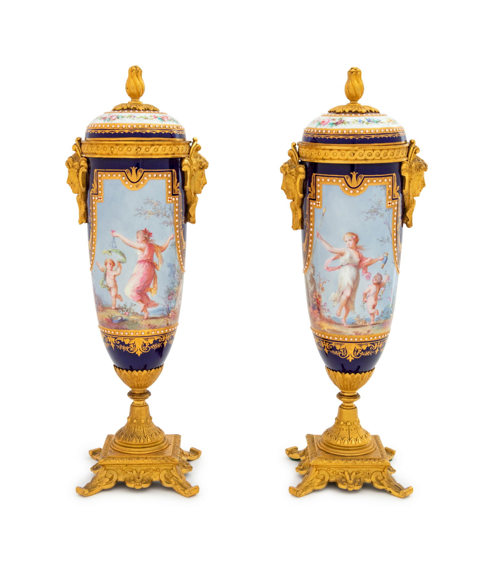 A Pair of Sevres Style Gilt Bronze Mounted Painted (1 of 10)