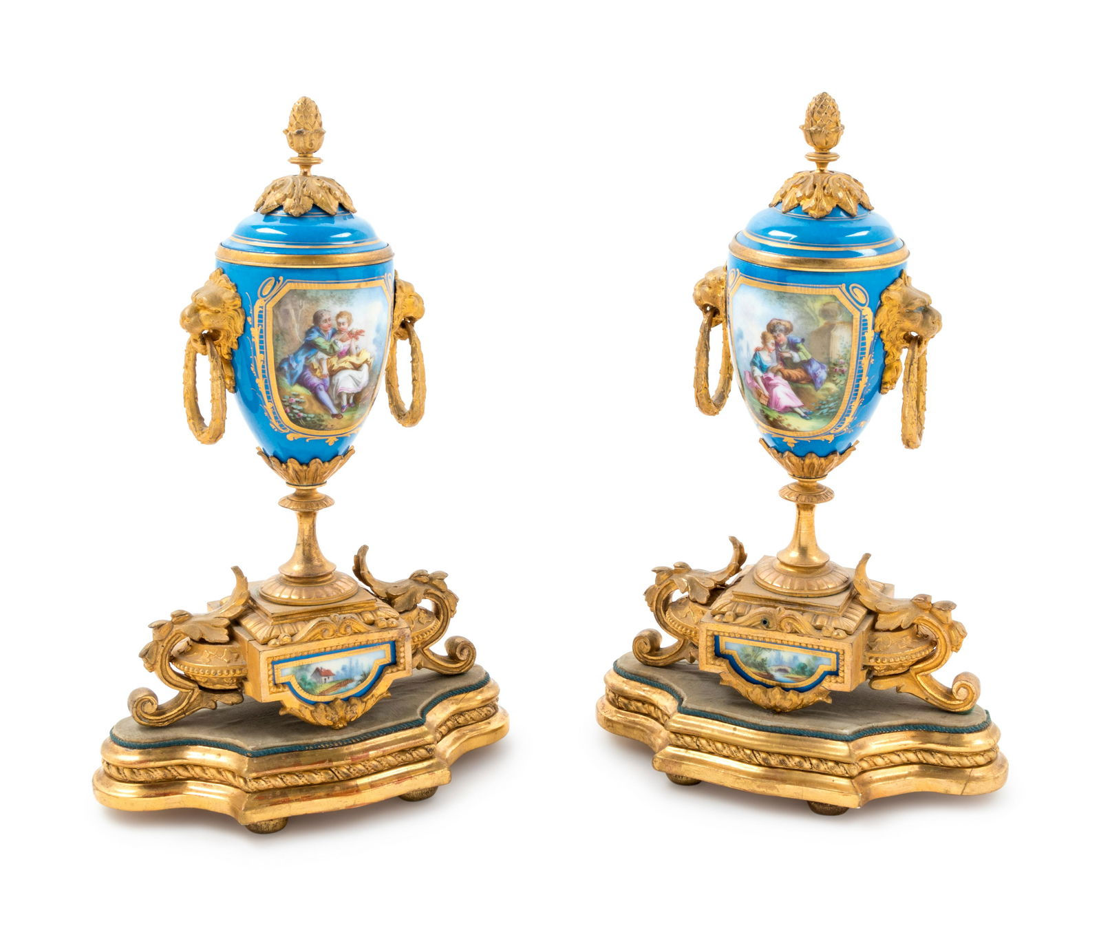 A Pair of Sevres Style Gilt Bronze Mounted Painted and (1 of 1)