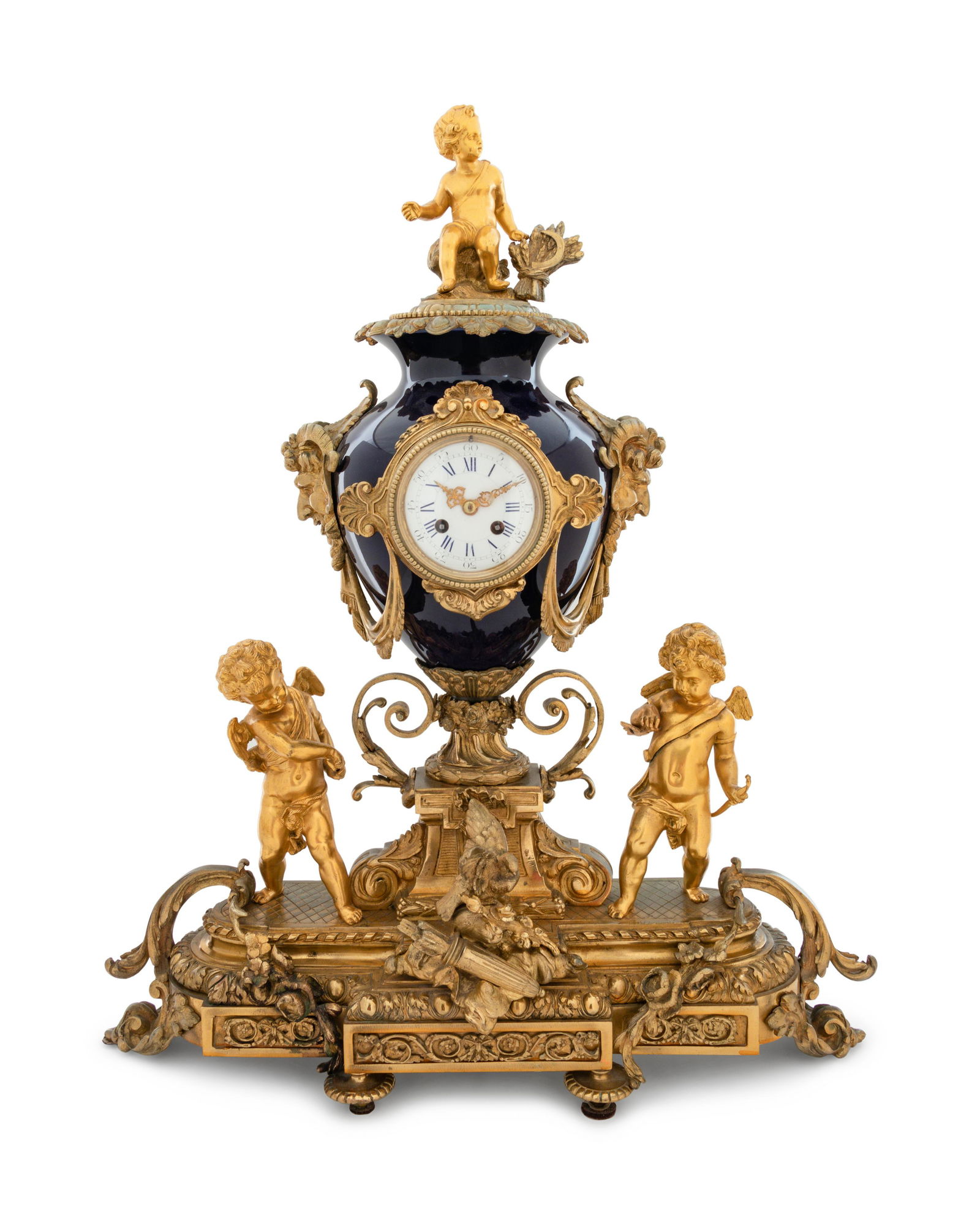 A Sevres Style Gilt Bronze and Porcelain Mantel Clock (1 of 3)