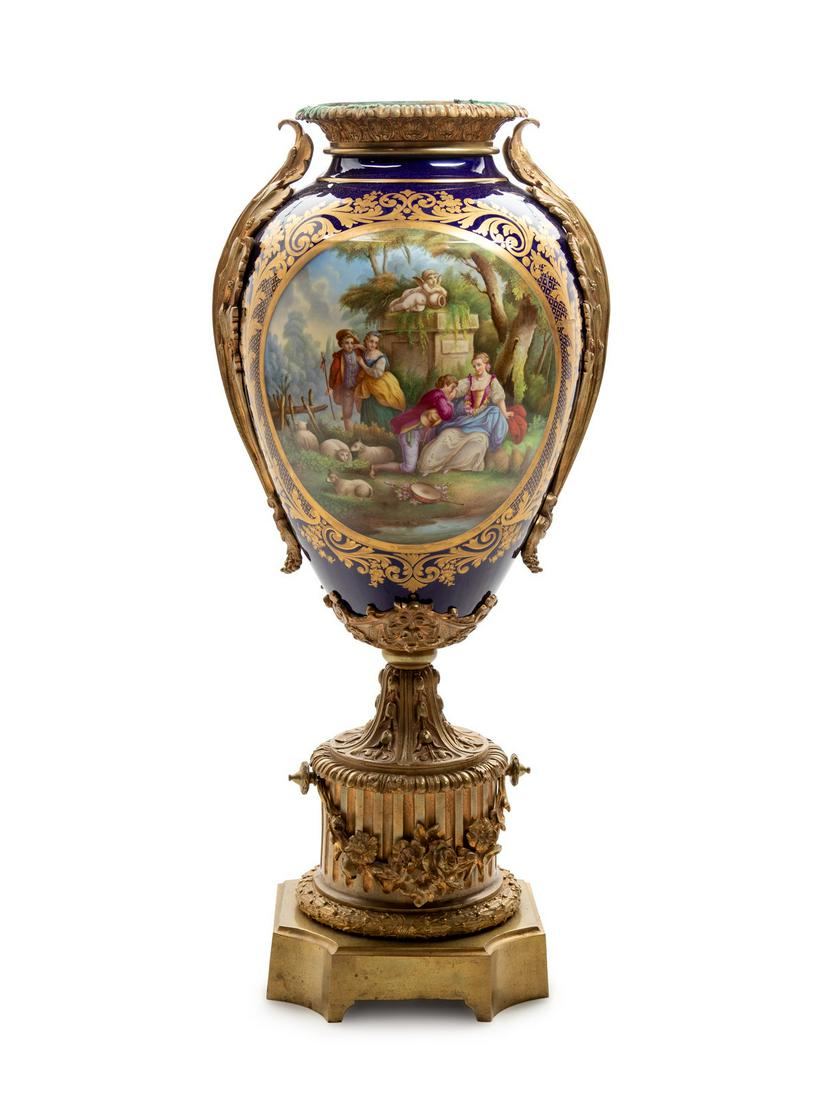A Sevres Style Gilt Bronze Mounted Painted and Parcel (1 of 6)