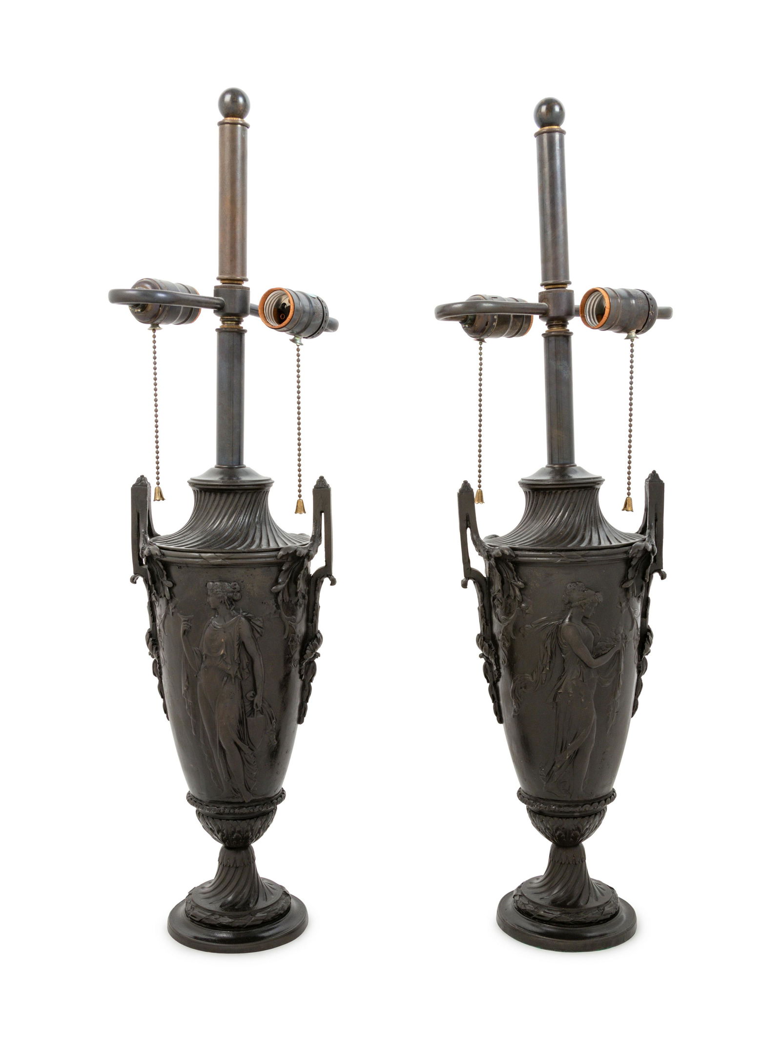 A Pair of Neoclassical Bronze Urns Mounted as Lamps (1 of 2)