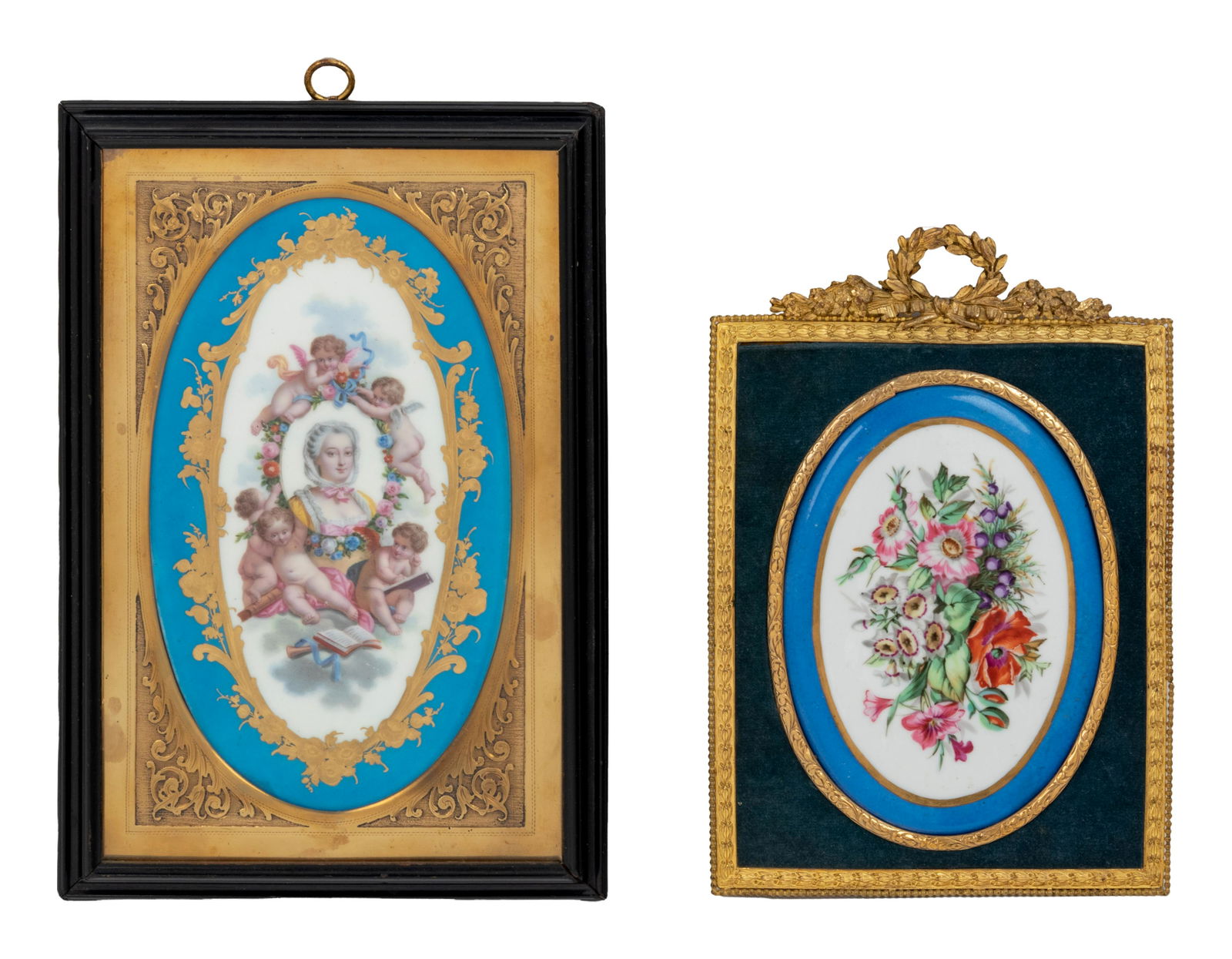 Two Framed Sevres Style Painted Porcelain Plaques (1 of 4)