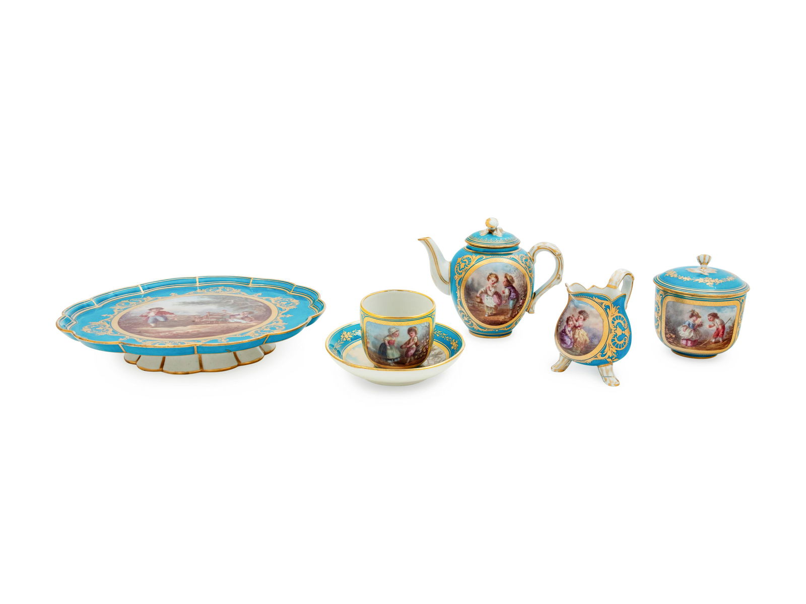 A Sevres Style Painted and Parcel Gilt Porcelain Tea (1 of 3)