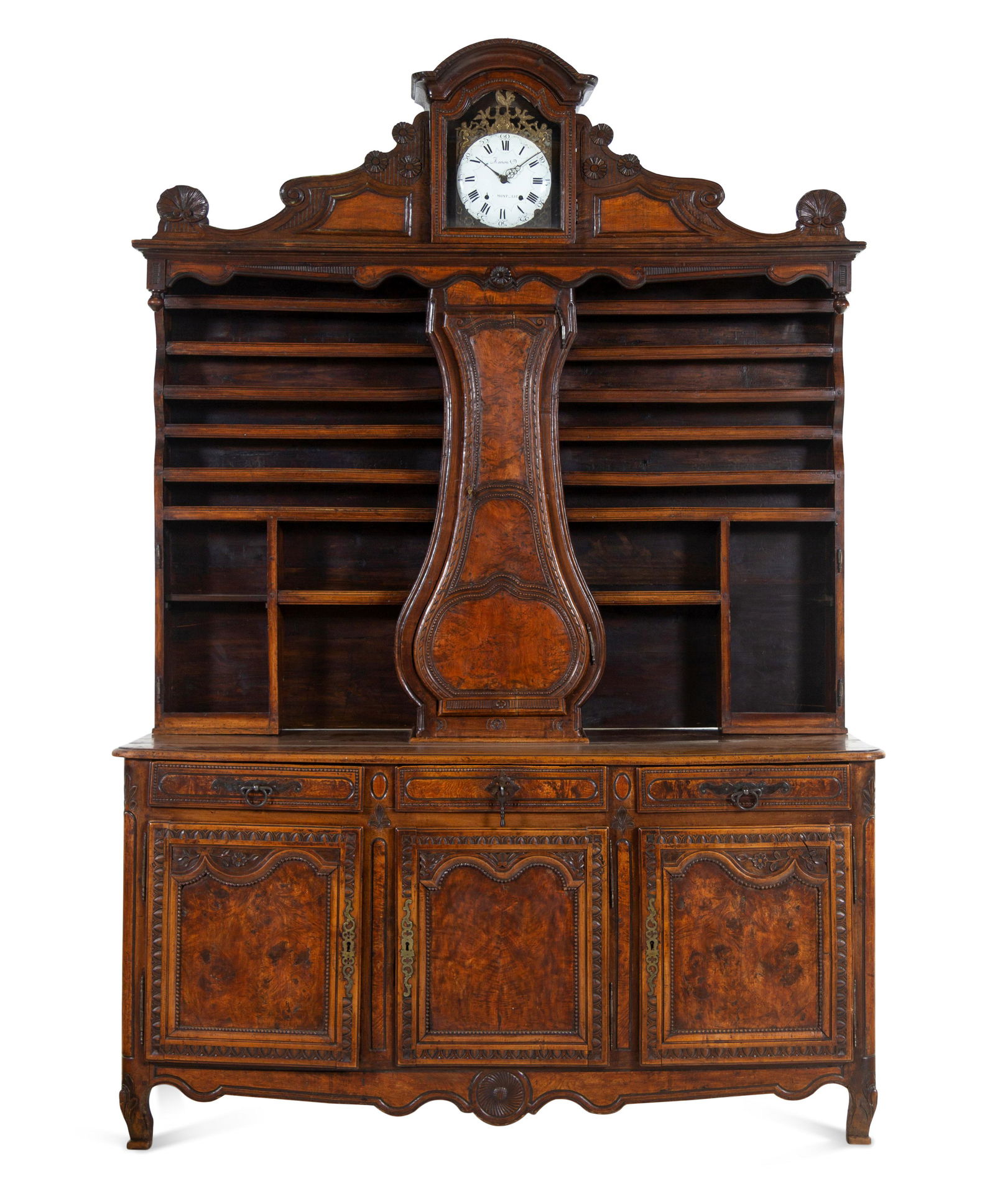 A French Provincial Burlwood Clock-Inset Serving (1 of 3)