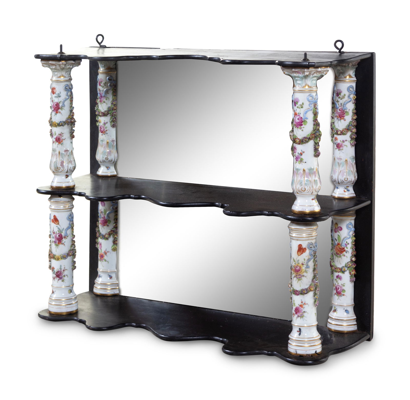 A Meissen Porcelain Mounted Ebonized Shelf (1 of 2)
