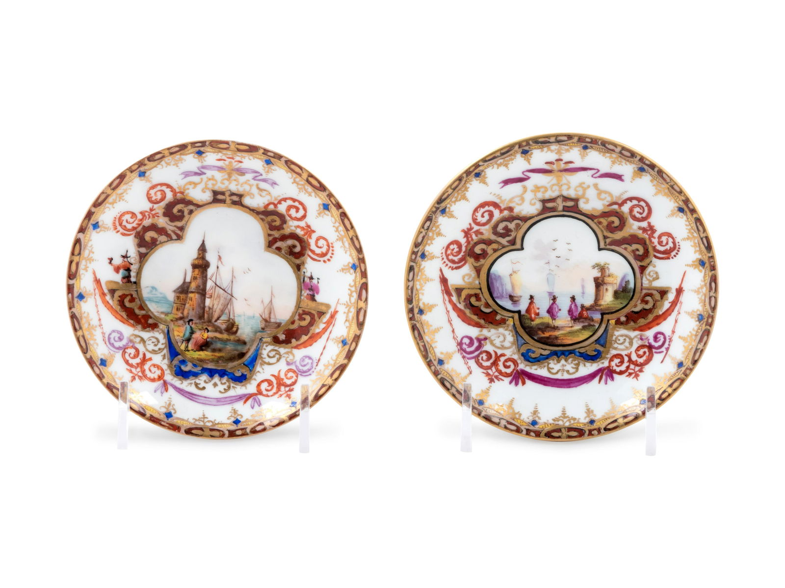 A Pair of Meissen Painted and Parcel Gilt Porcelain (1 of 3)
