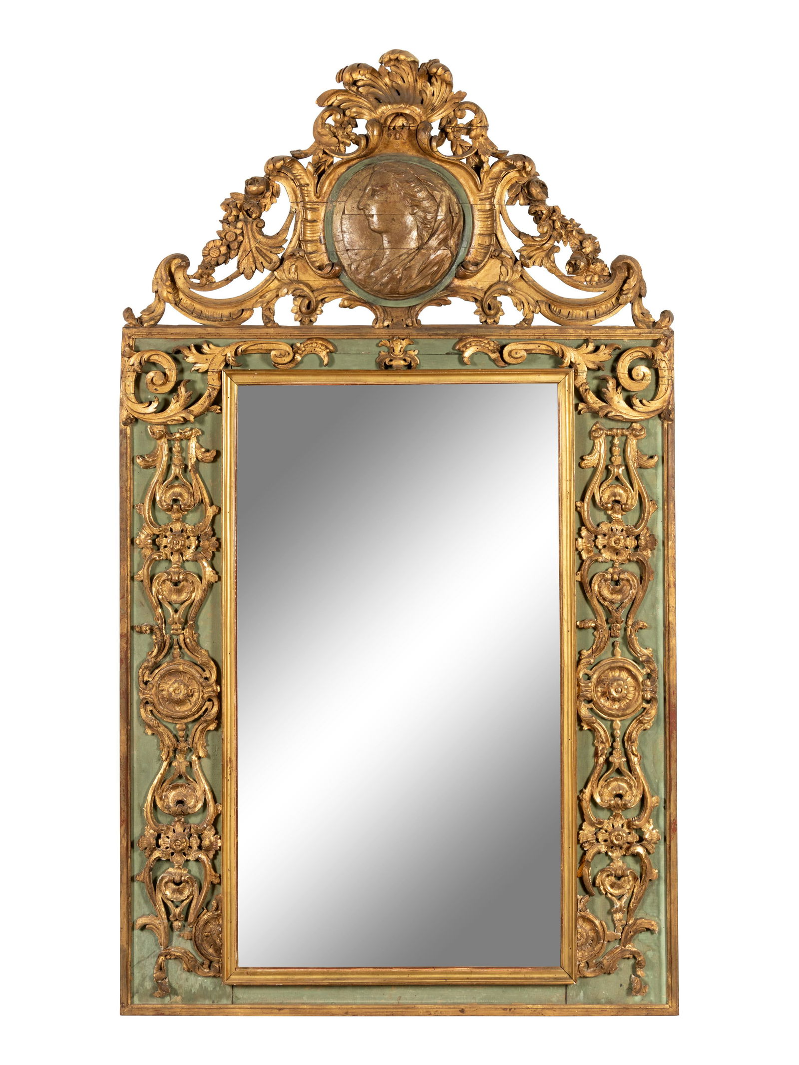 A Continental Painted and Parcel Gilt Pier Mirror (1 of 2)