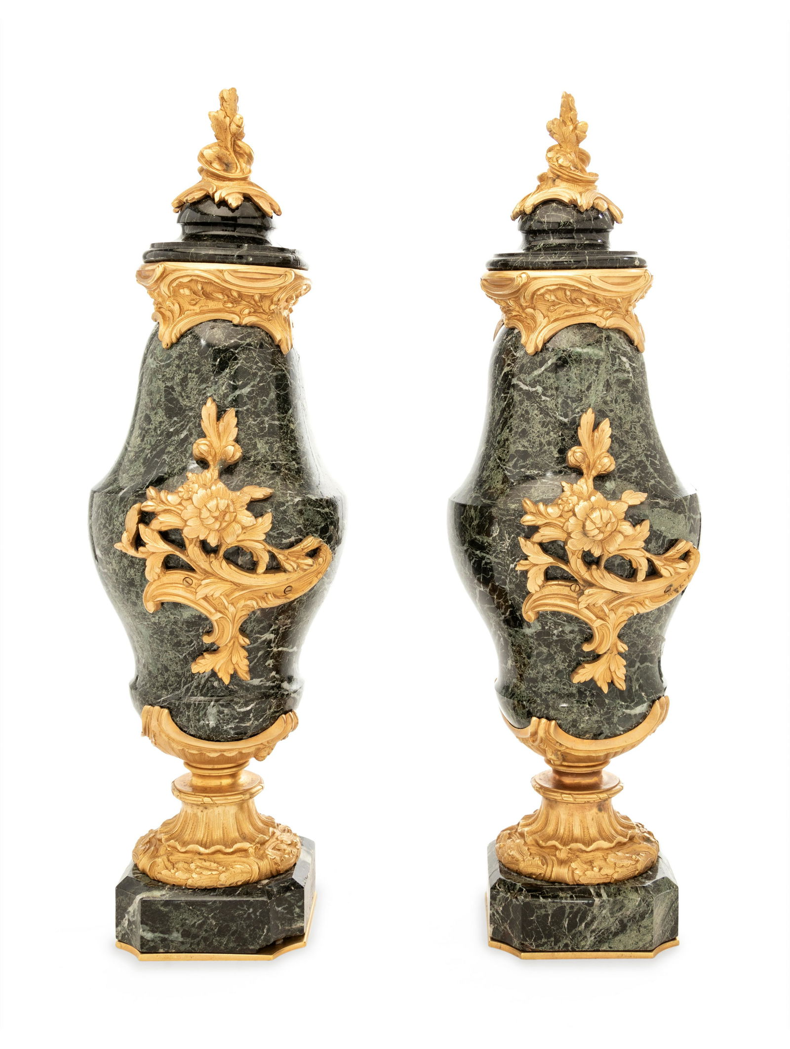 A Pair of Continental Gilt Bronze Mounted Marble Urns (1 of 3)