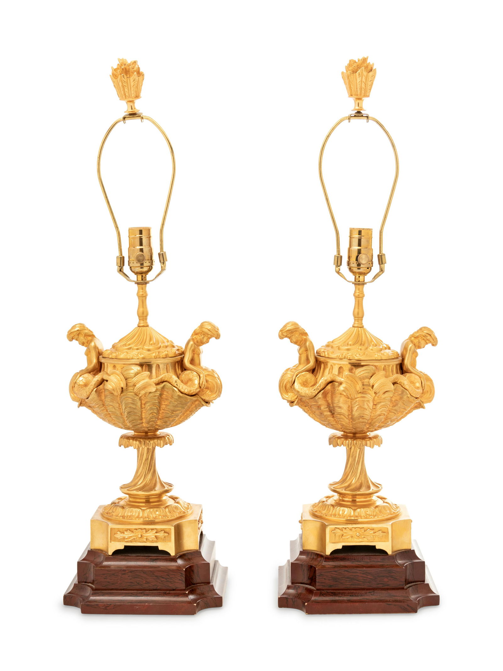 A Pair of Continental Gilt Bronze Covered Urns Mounted (1 of 4)