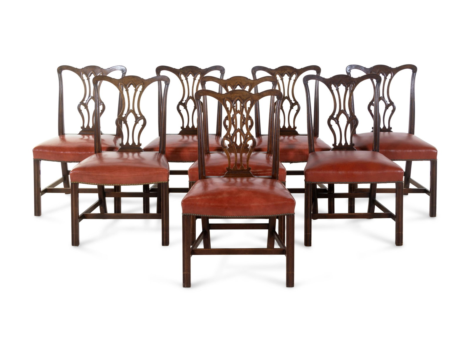 A Set of Eight George III Style Mahogany Dining Chairs: A Set of Eight George III Style Mahogany Dining Chairs Late 19th Century Height 36 1/2 inches.